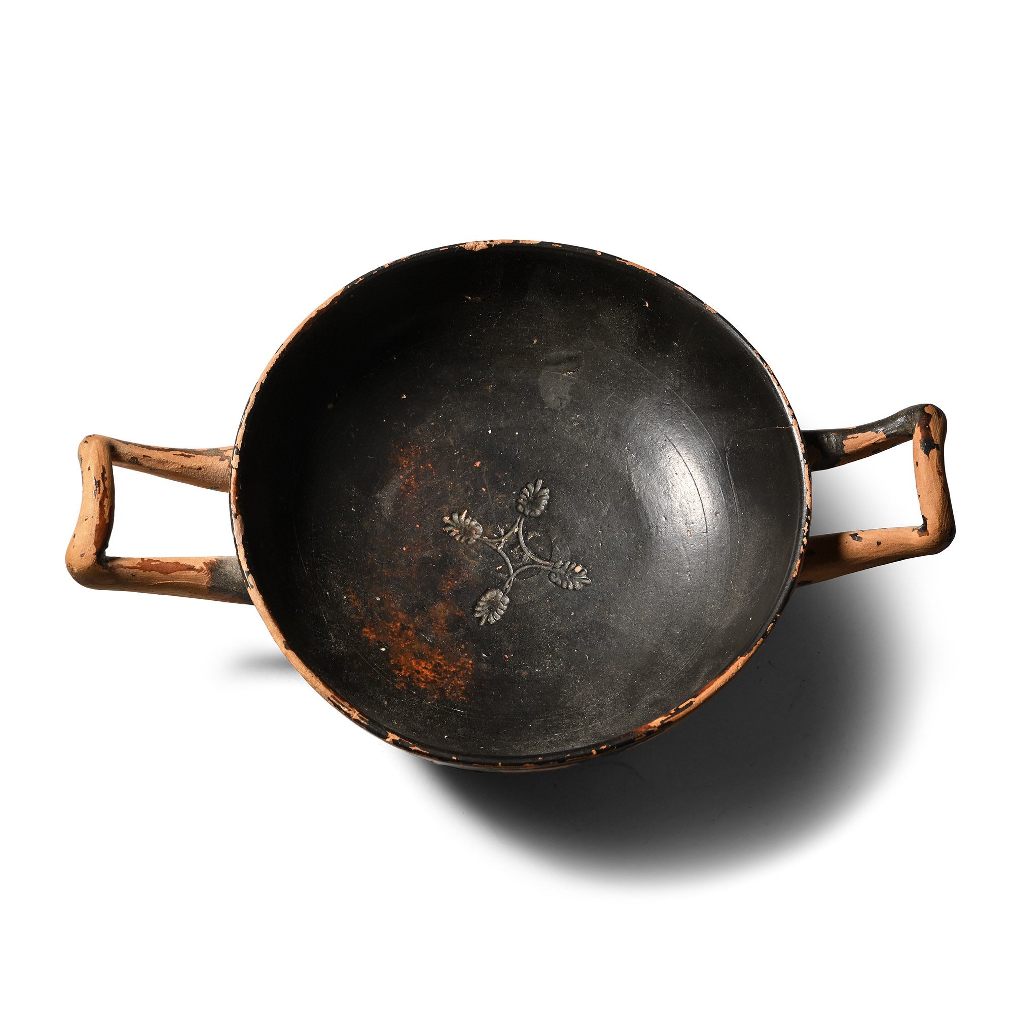 Greek Black-Glazed Kylix with Floral Design