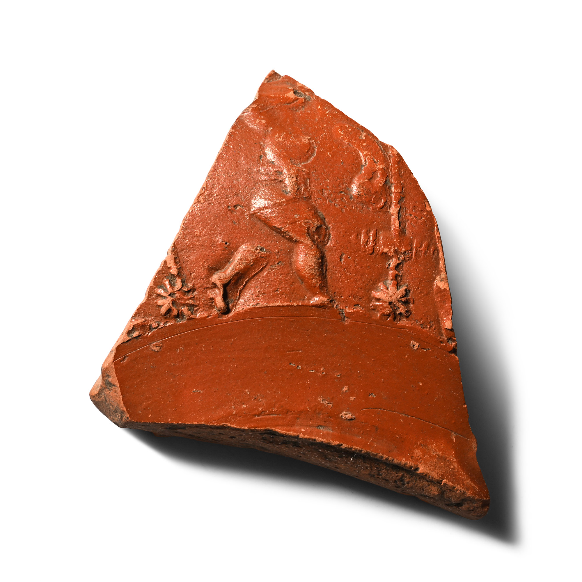 Roman Redware Bowl Fragment with Figure Running Right