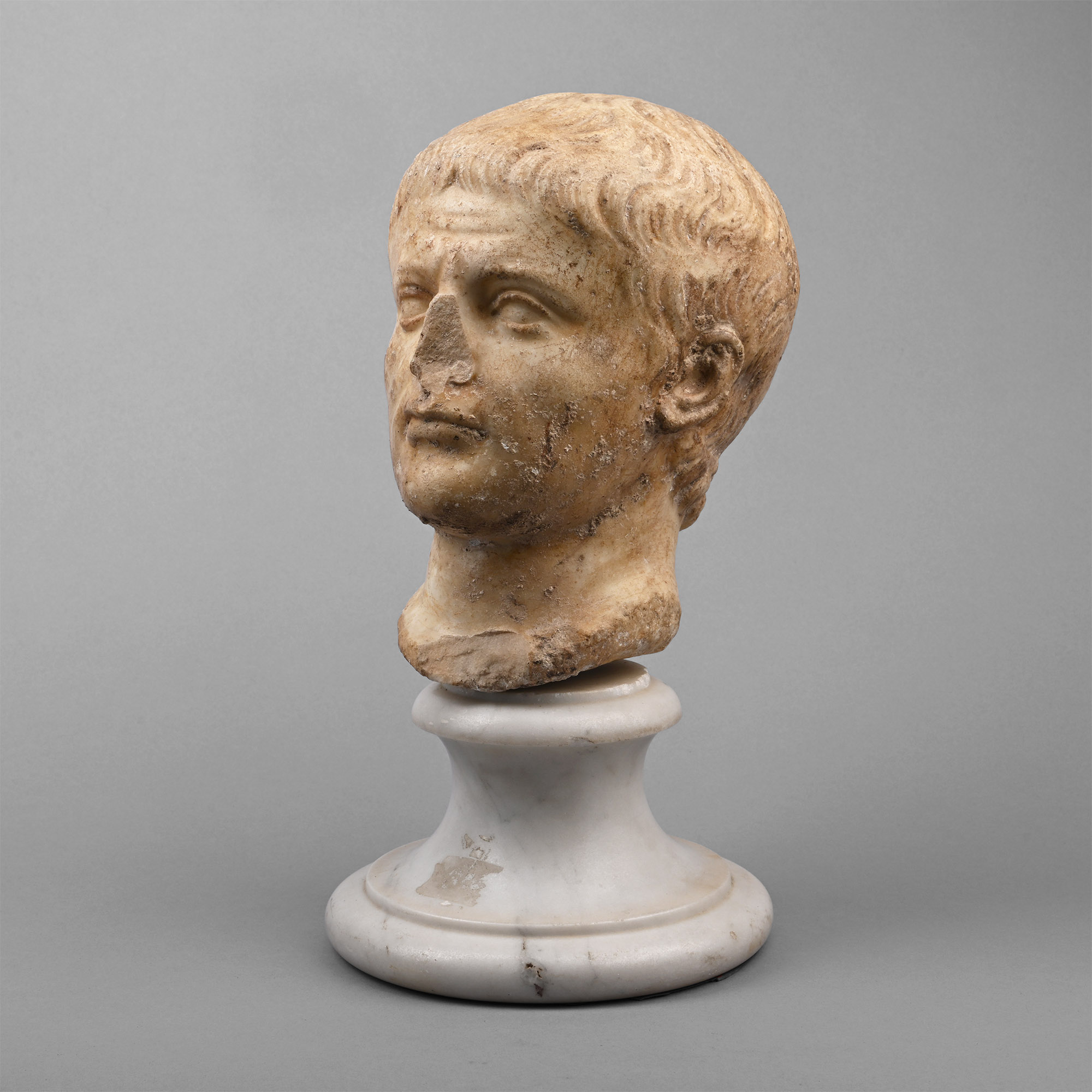 Roman Marble Head of the Emperor Tiberius