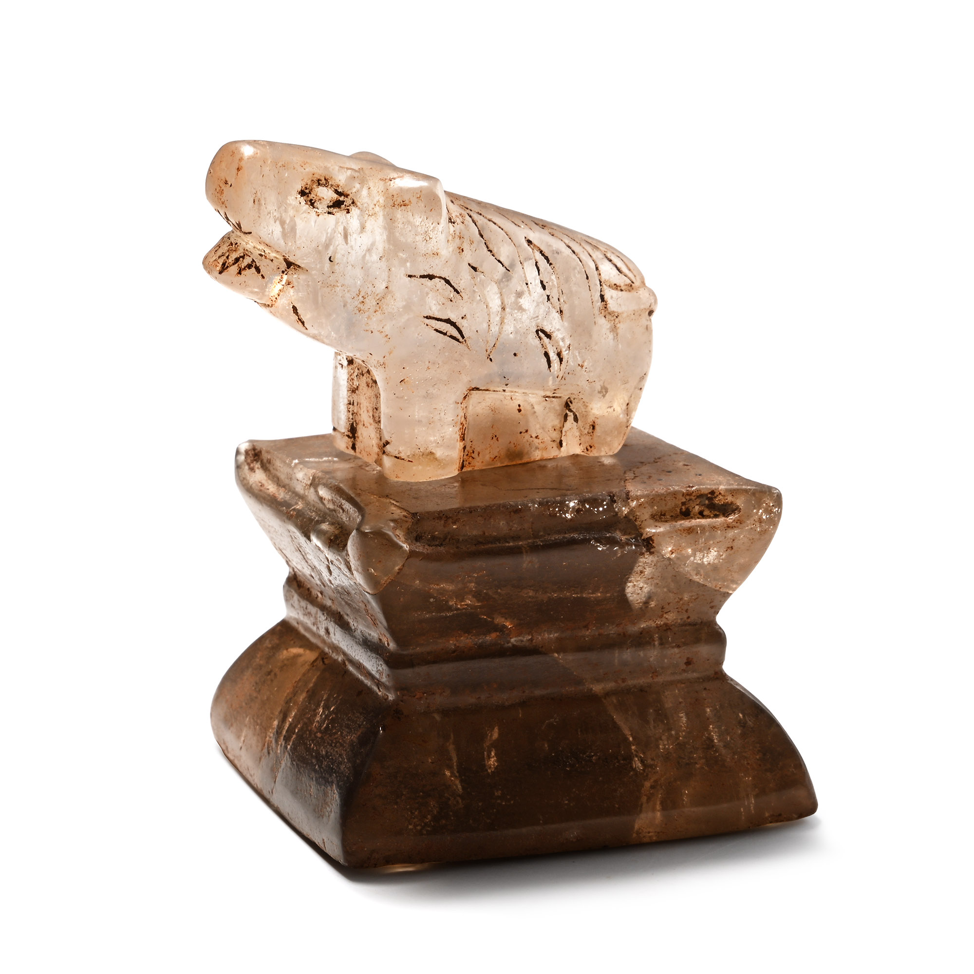 Fatimid Rock Crystal Boar on Base