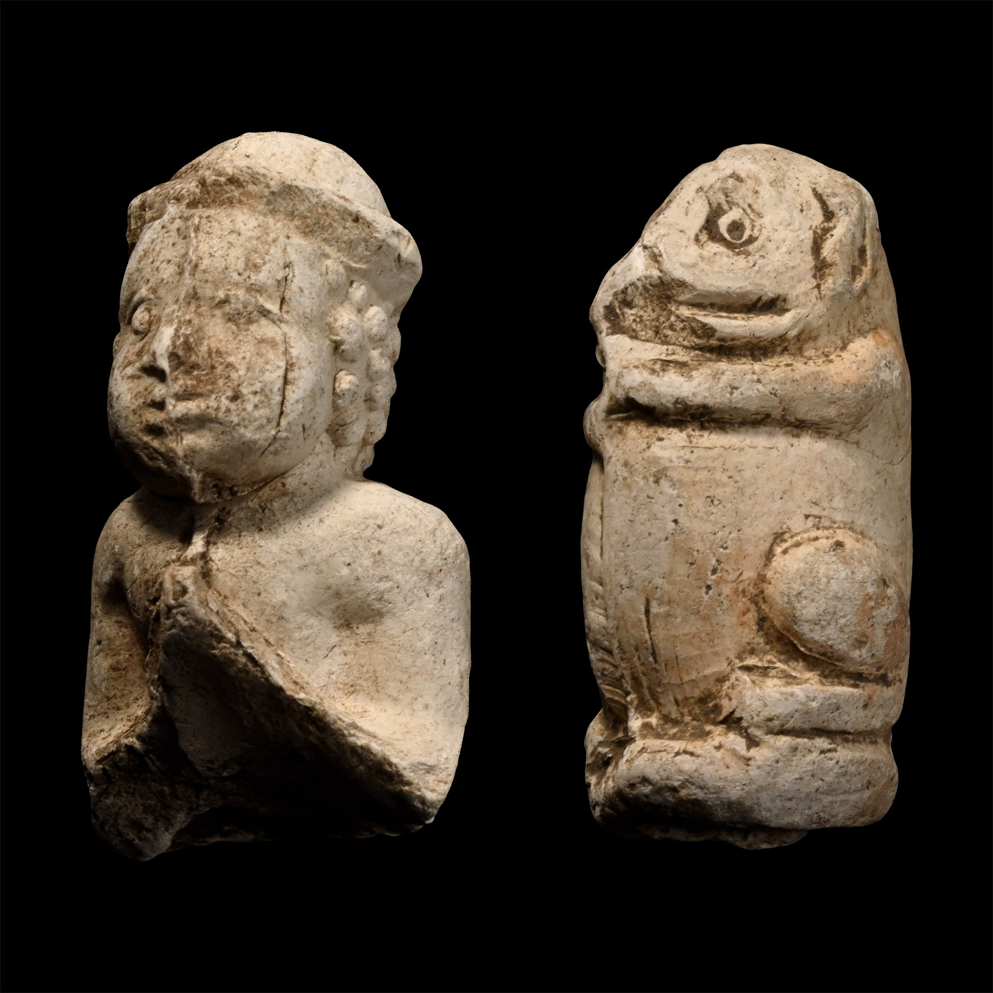 Post Medieval Pipe Clay Mouse and Bust