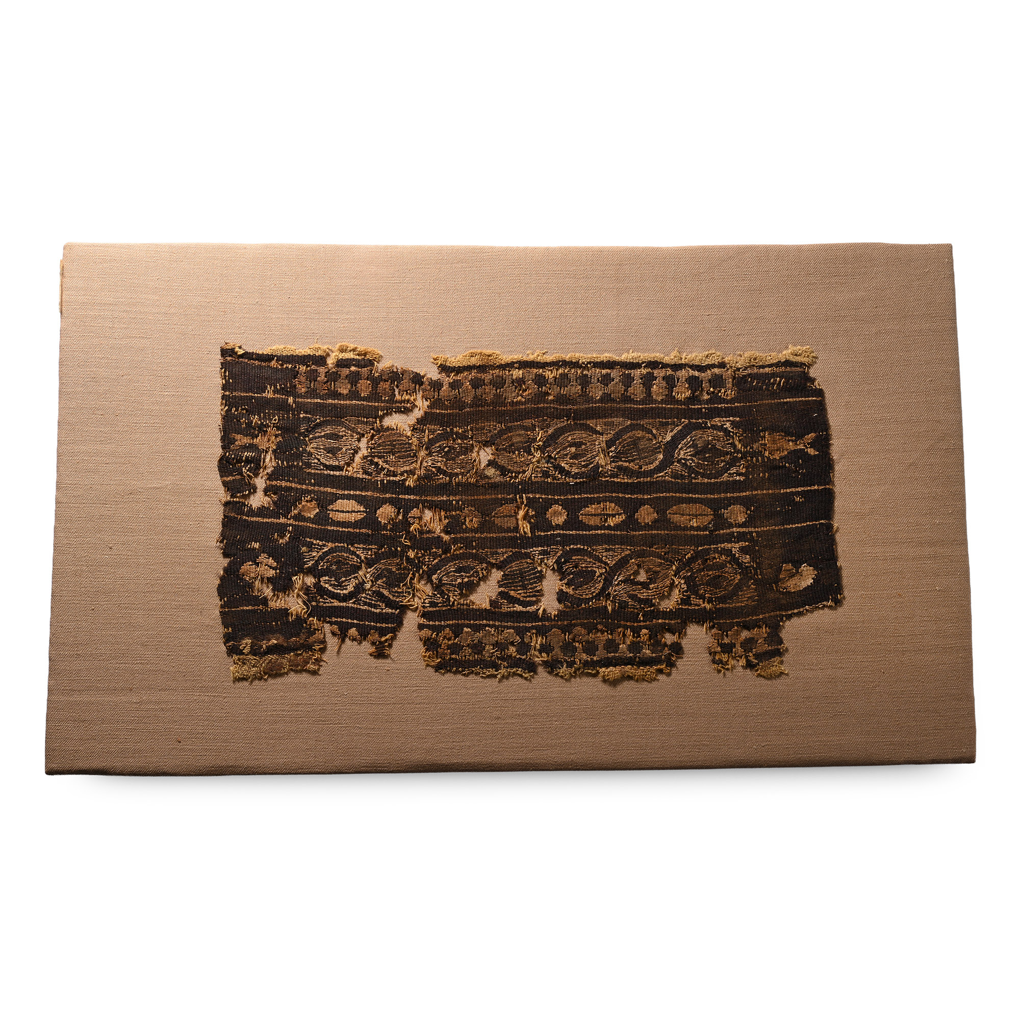 Egyptian Mounted Coptic Tunic Textile Fragment of a Clavus with Nilotic Ornament