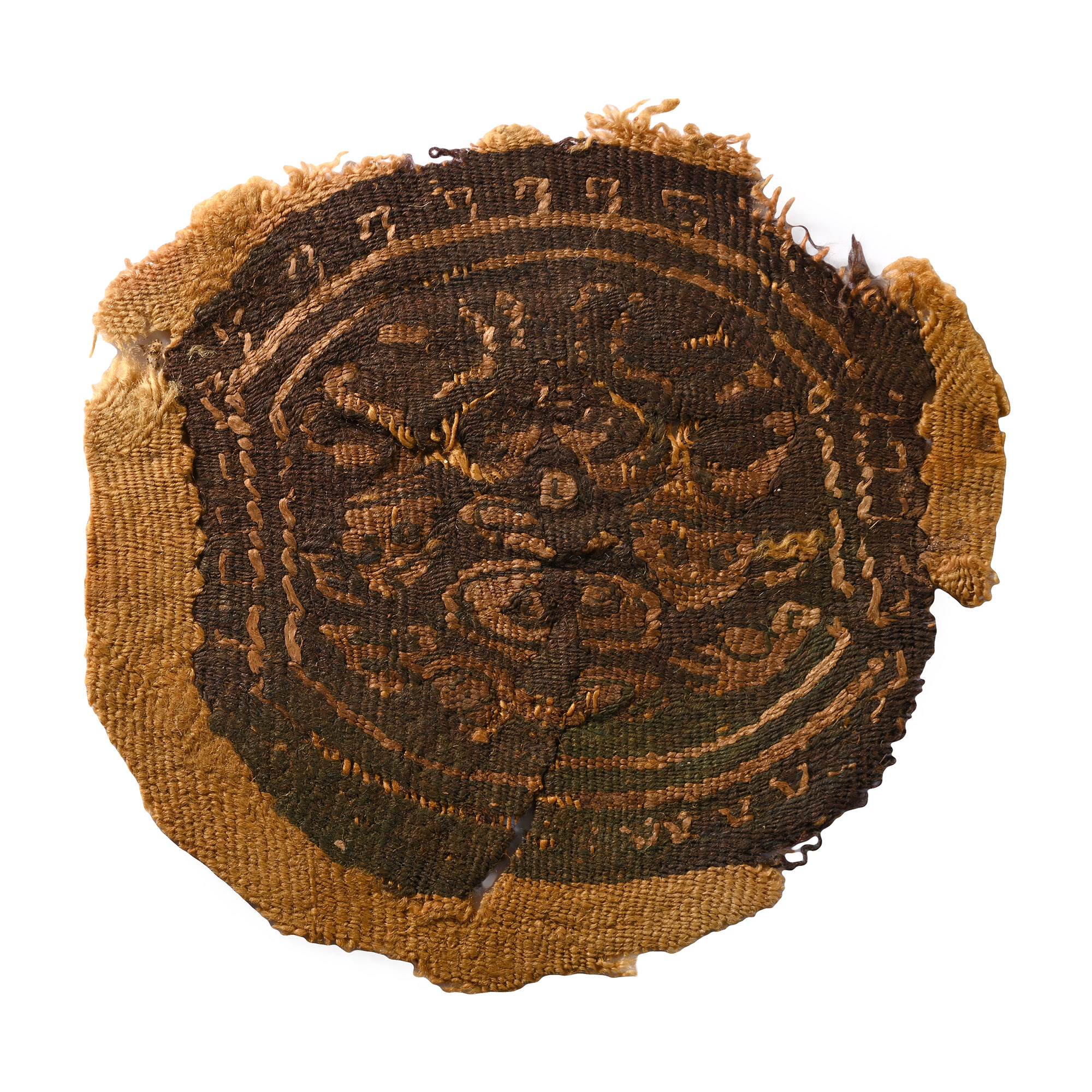 Egyptian Coptic Tunic Textile Fragment of an Orbiculus with Facing Military Horsemen