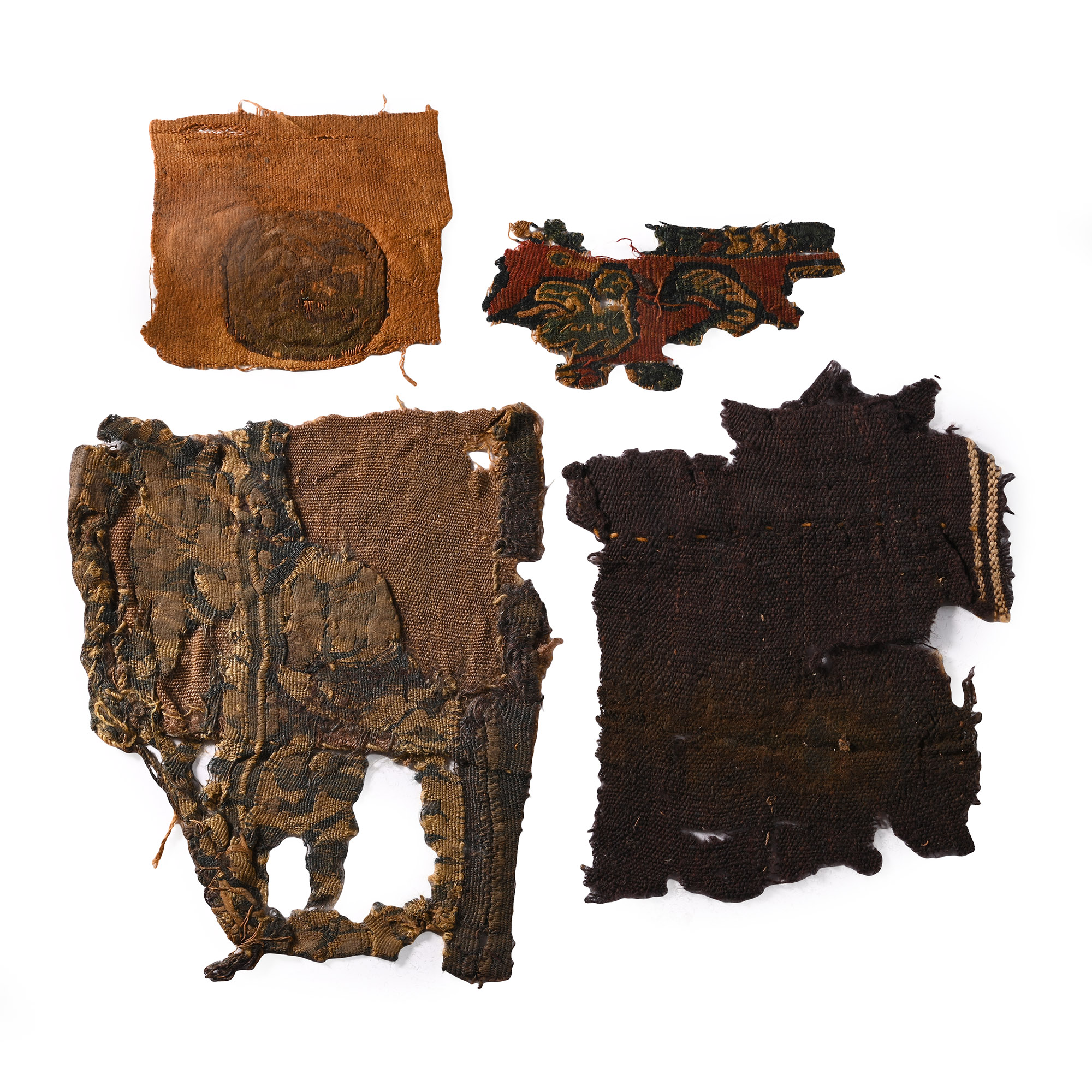 Egyptian Coptic Tunic Textile Fragments of Segmenta and Orbiculus with Geometric Decoration