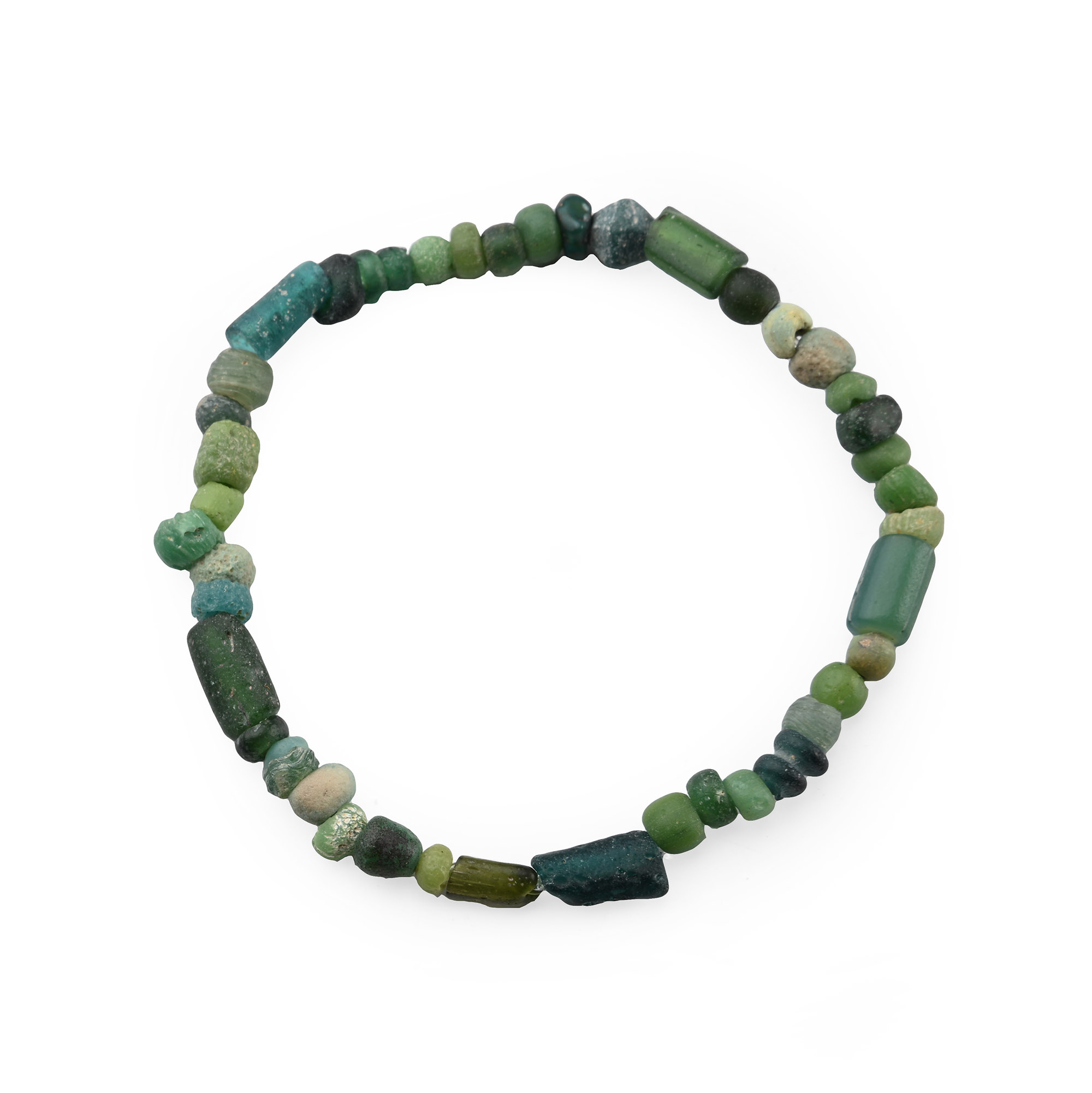 Roman Green Glass Bead Bracelet