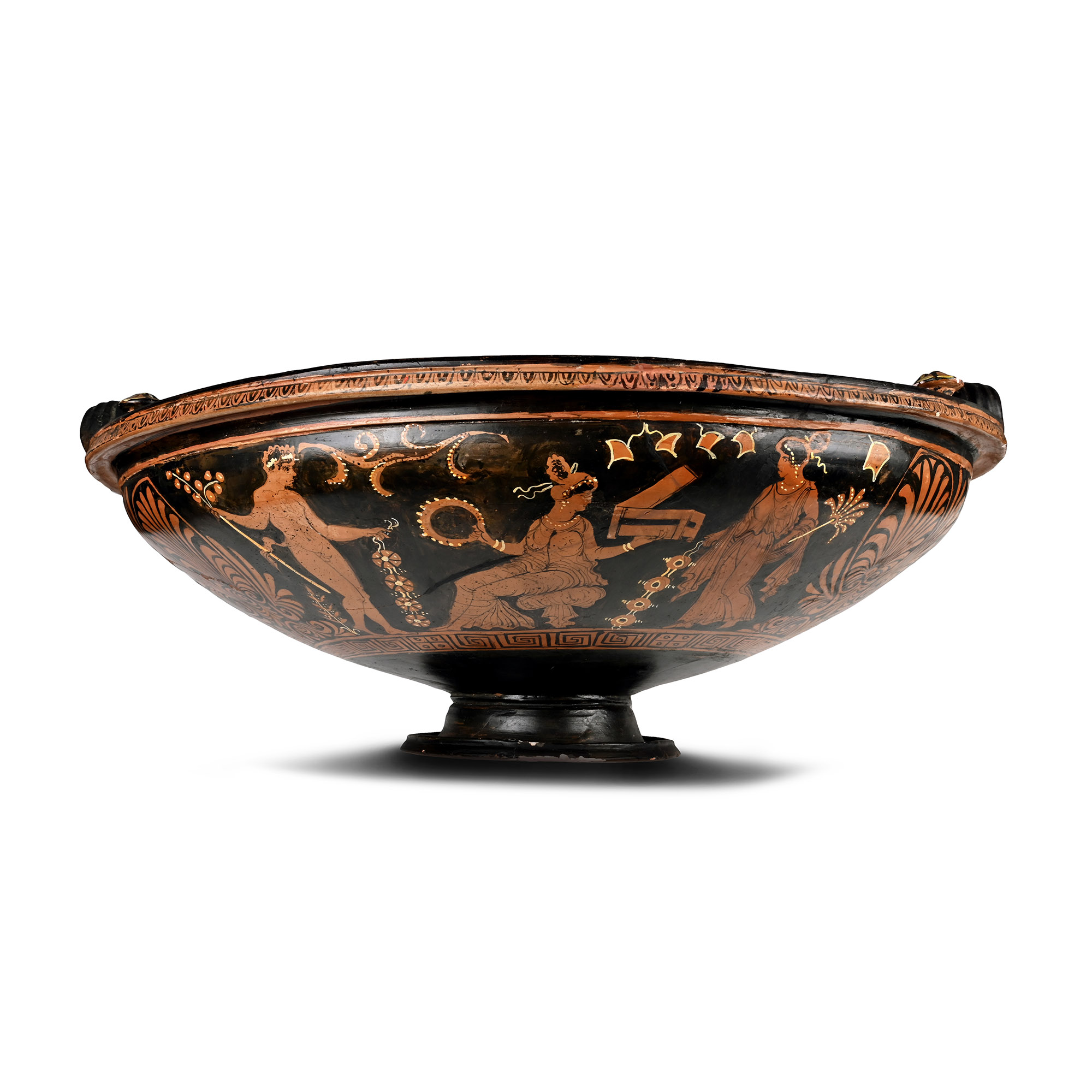 Very Large Greek Terracotta Kylix with Mythological Scene Attributed to the Darius Painter and His Circle