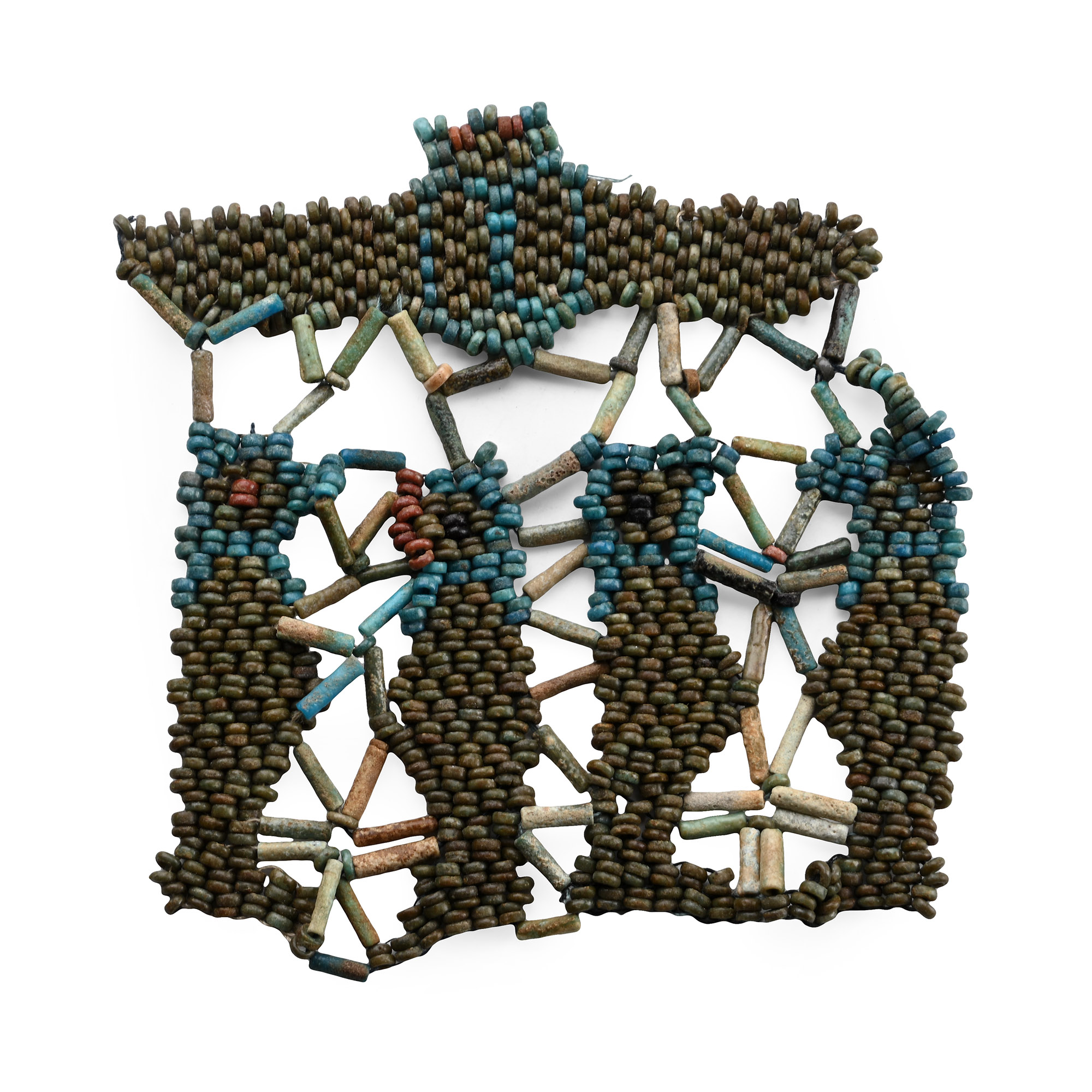 Egyptian Mummy Bead Winged Scarab and Four Sons of Horus