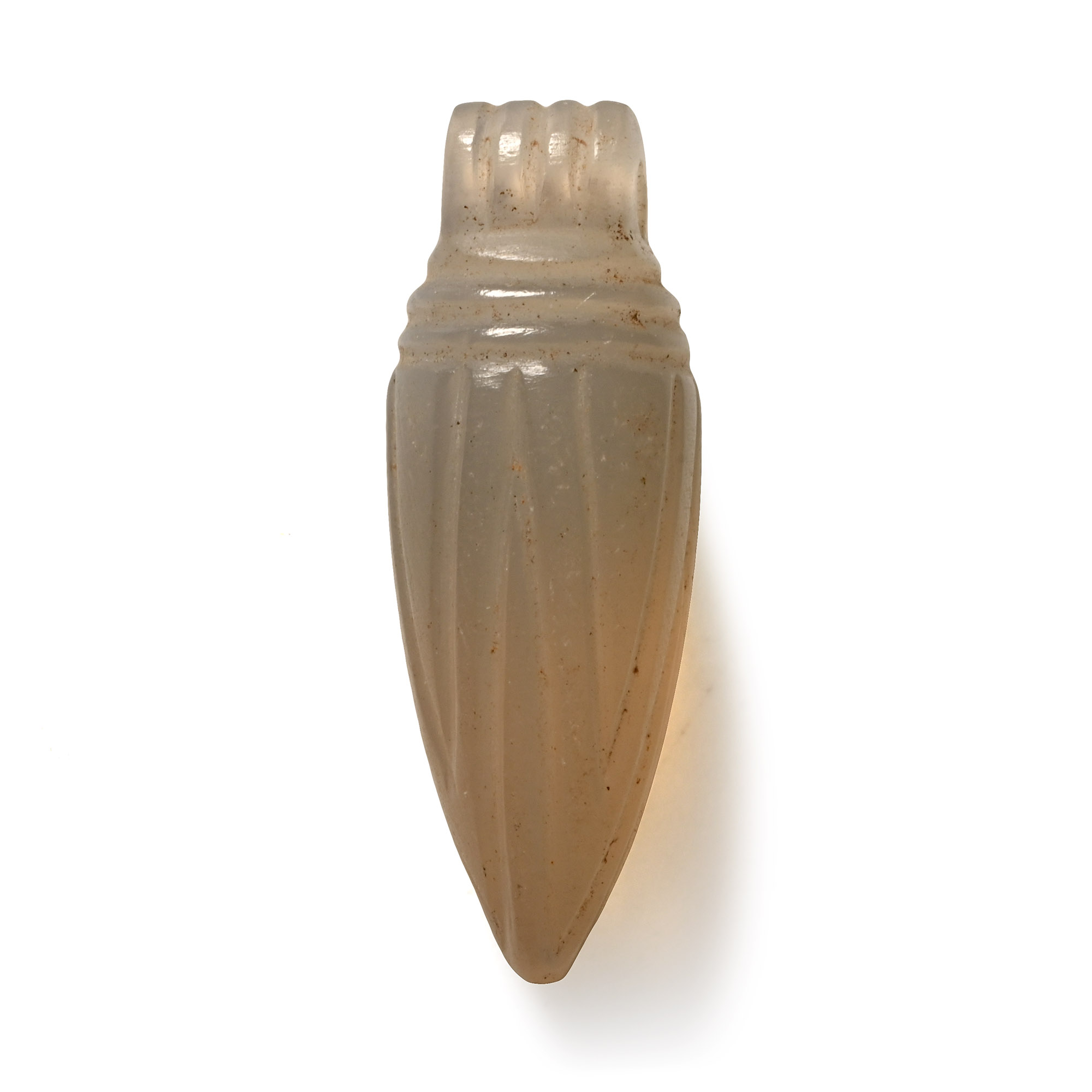 Egyptian Chalcedony Fluted Fruit Amulet