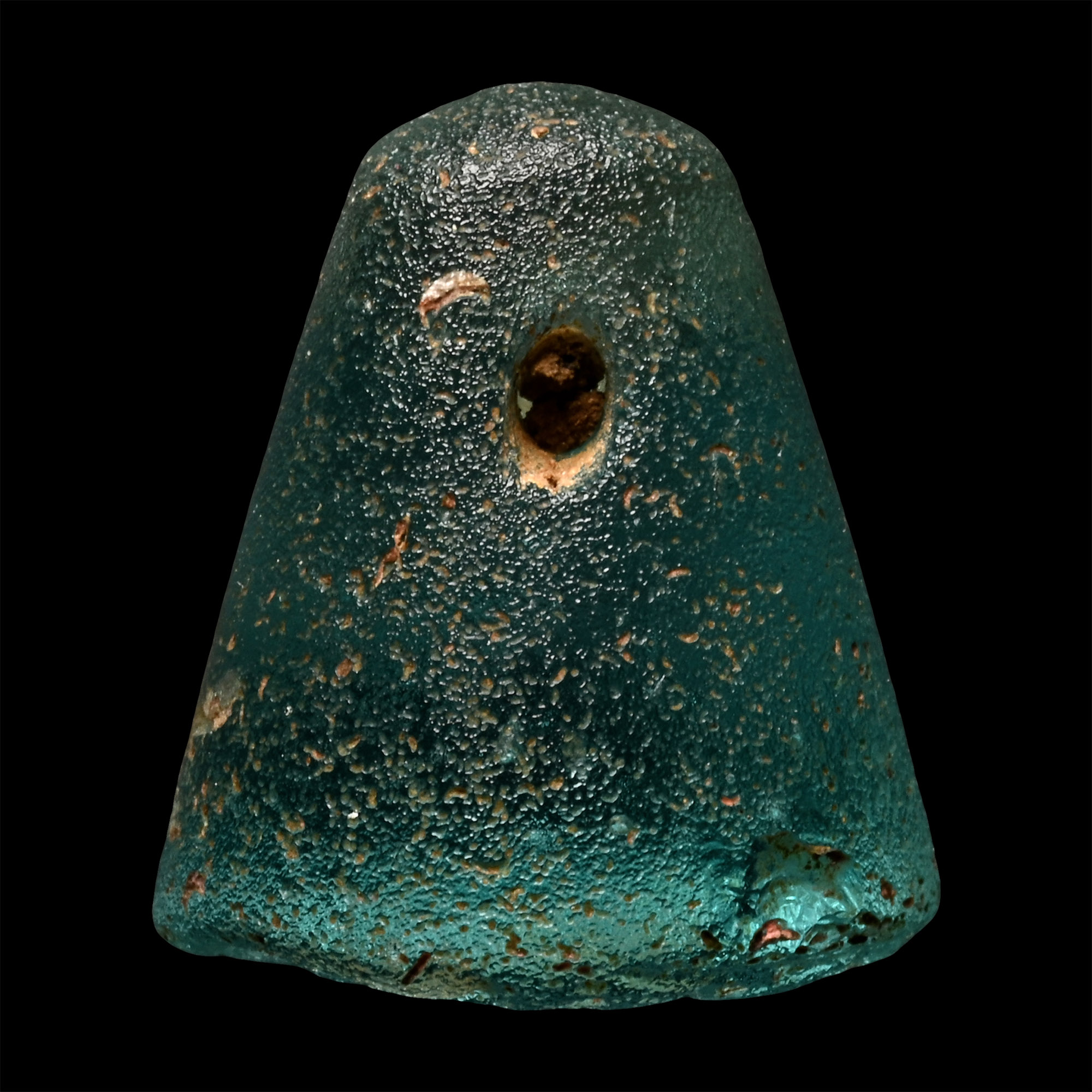 Neo-Babylonian Pale Blue Glass Seal with King