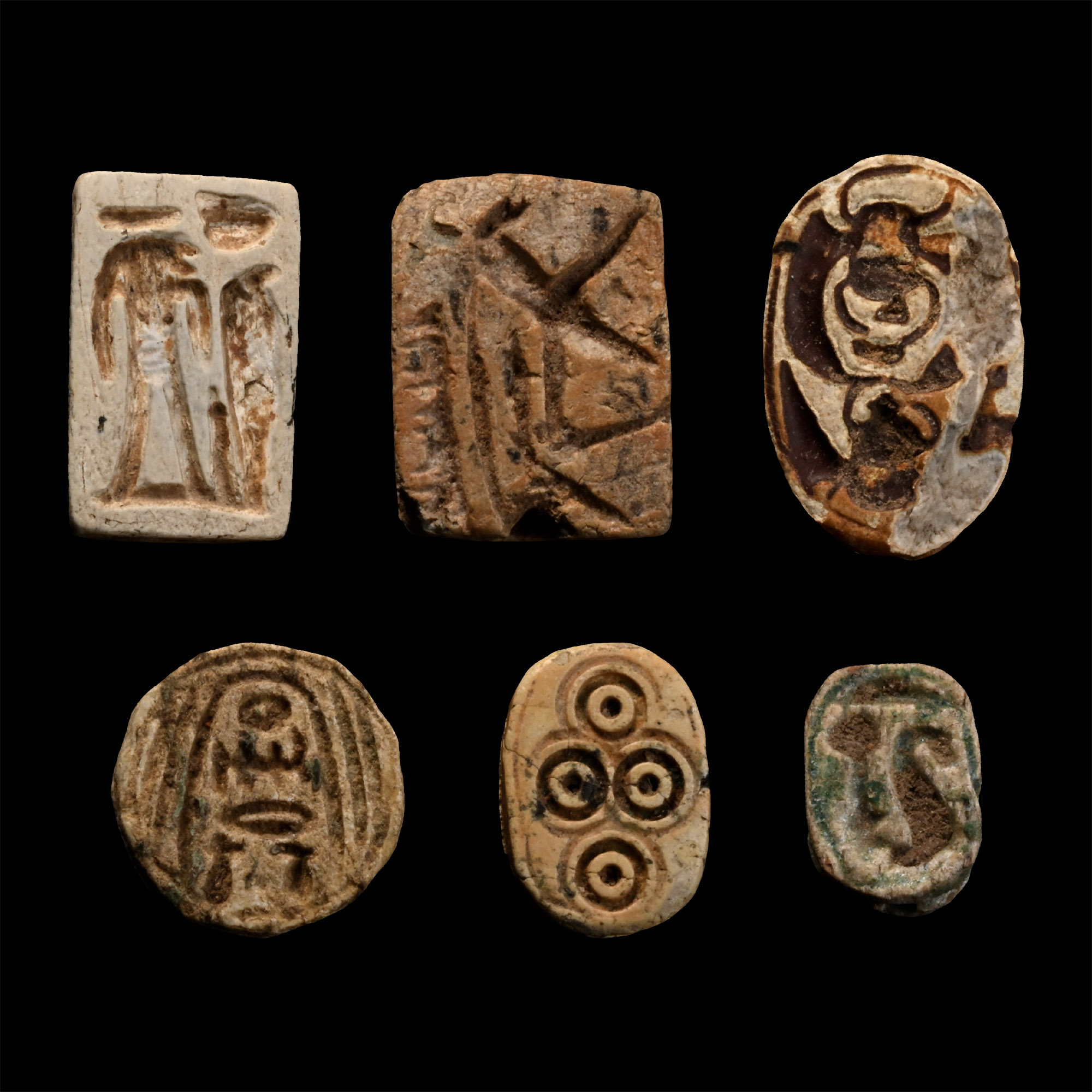 Egyptian Steatite Scarab and Plaque Group