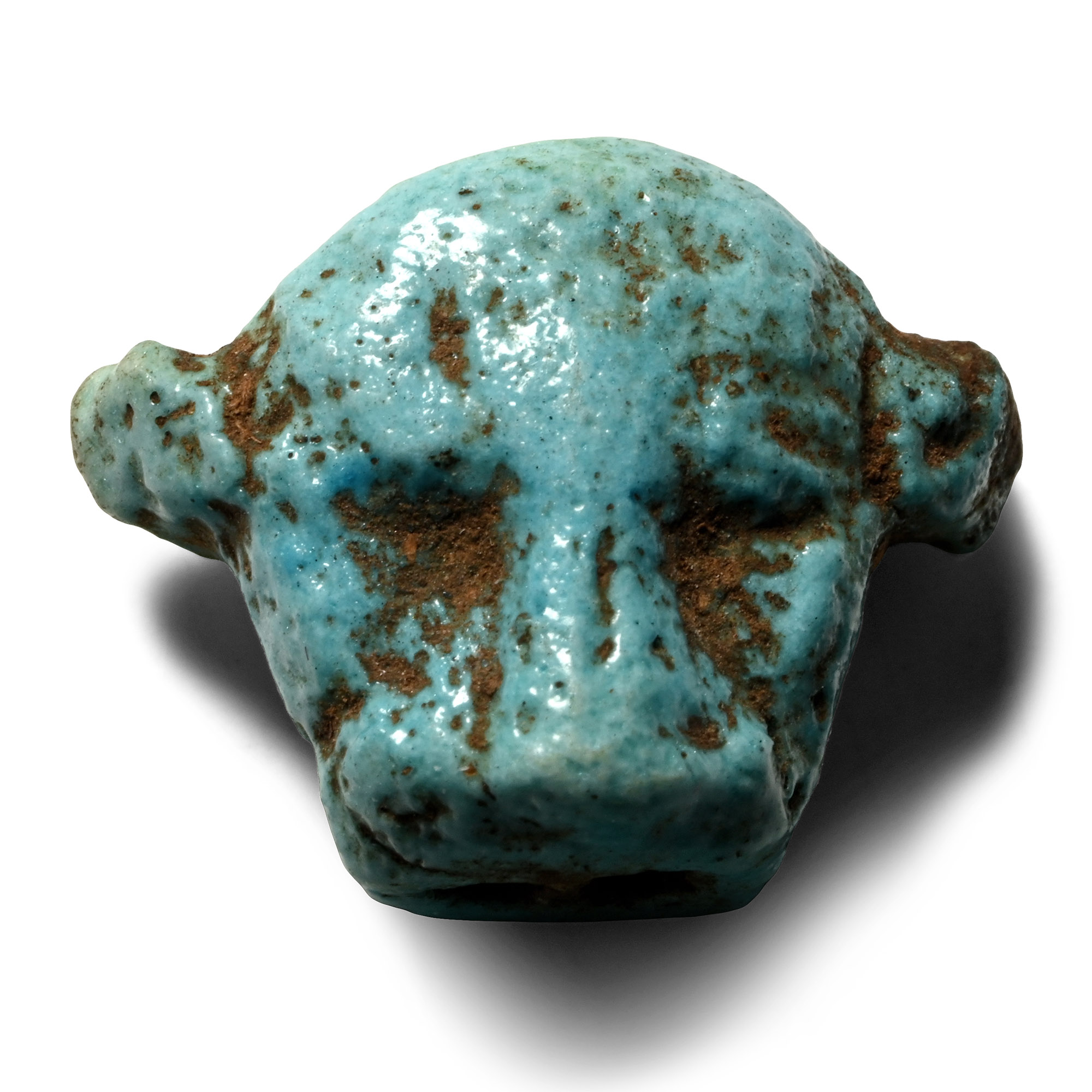 Large Egyptian Faience Lioness Head Amuletic Bead