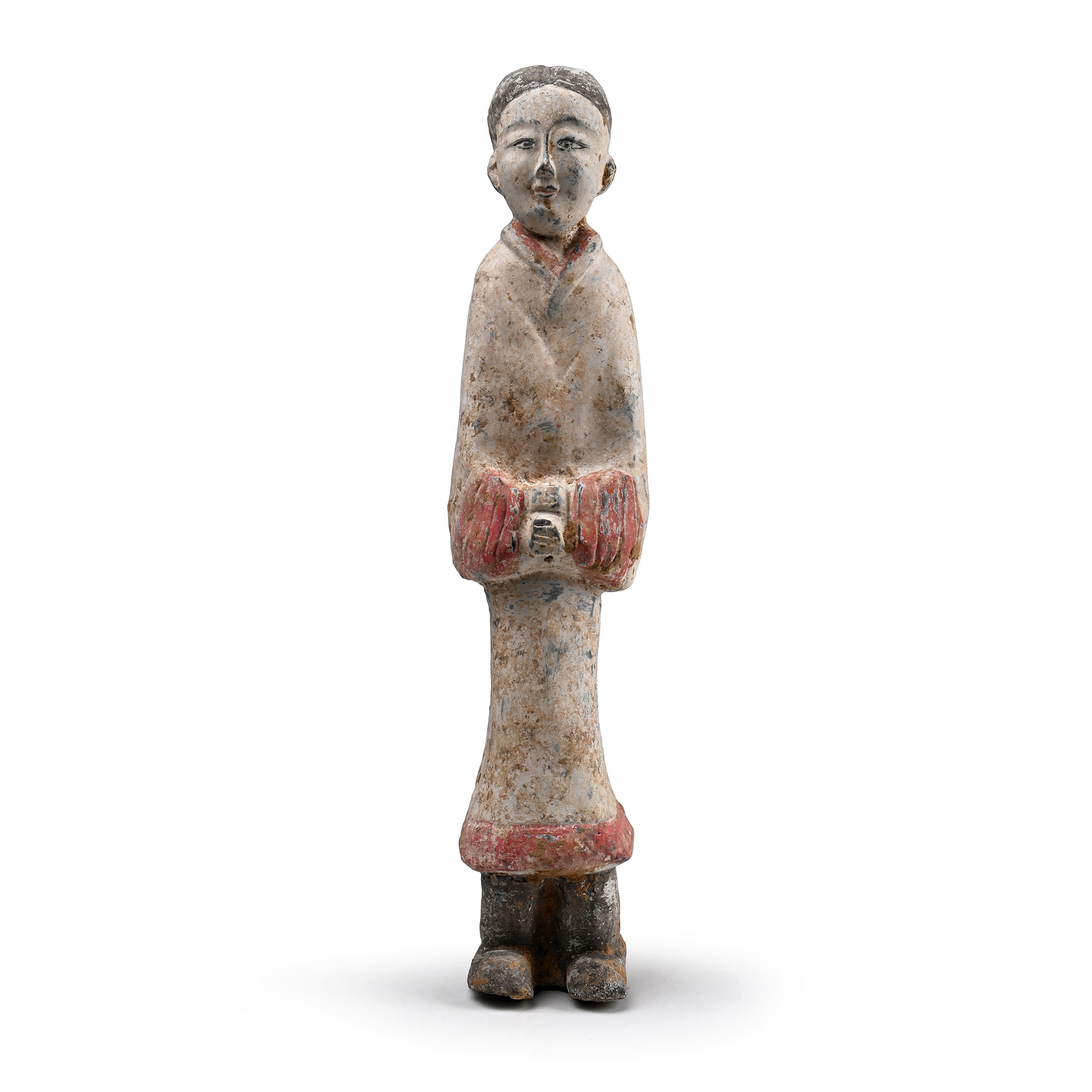Chinese Han Dynasty Style Painted Terracotta Court Lady