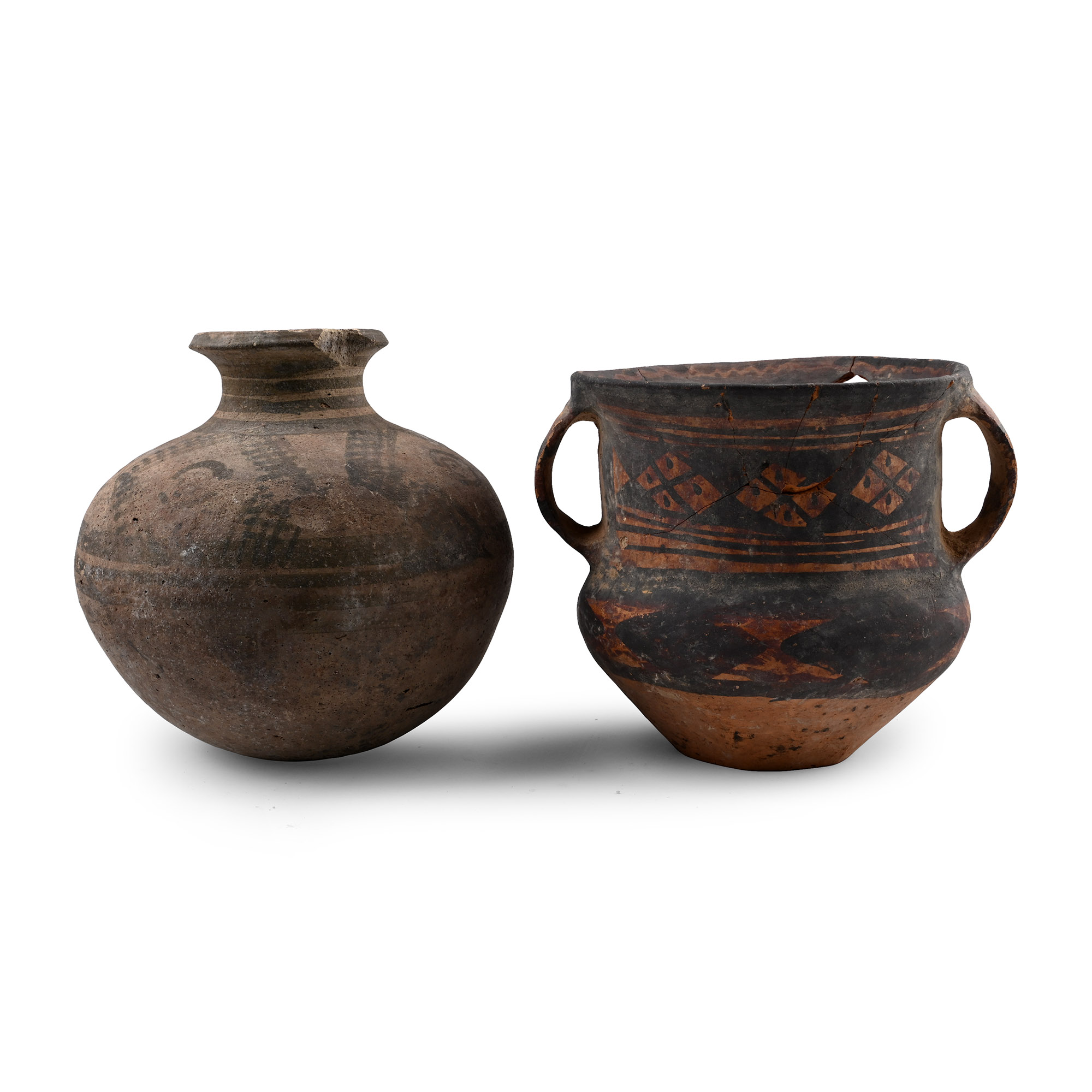 Chinese Painted Terracotta Jar Group