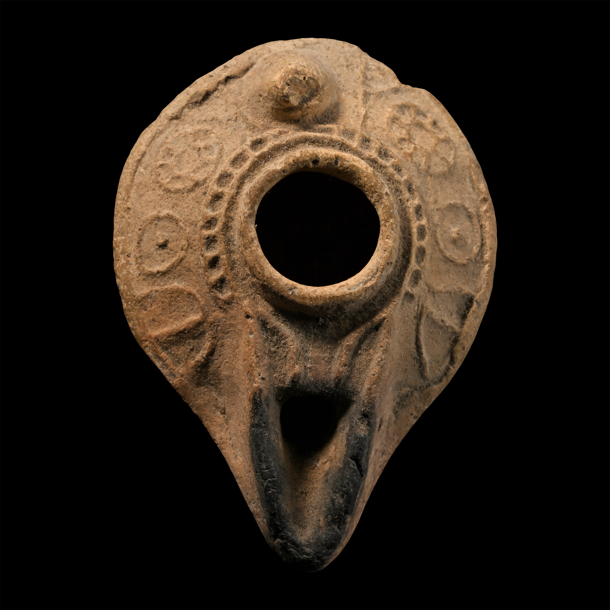 Byzantine Terracotta Oil Lamp with Roundel Decoration