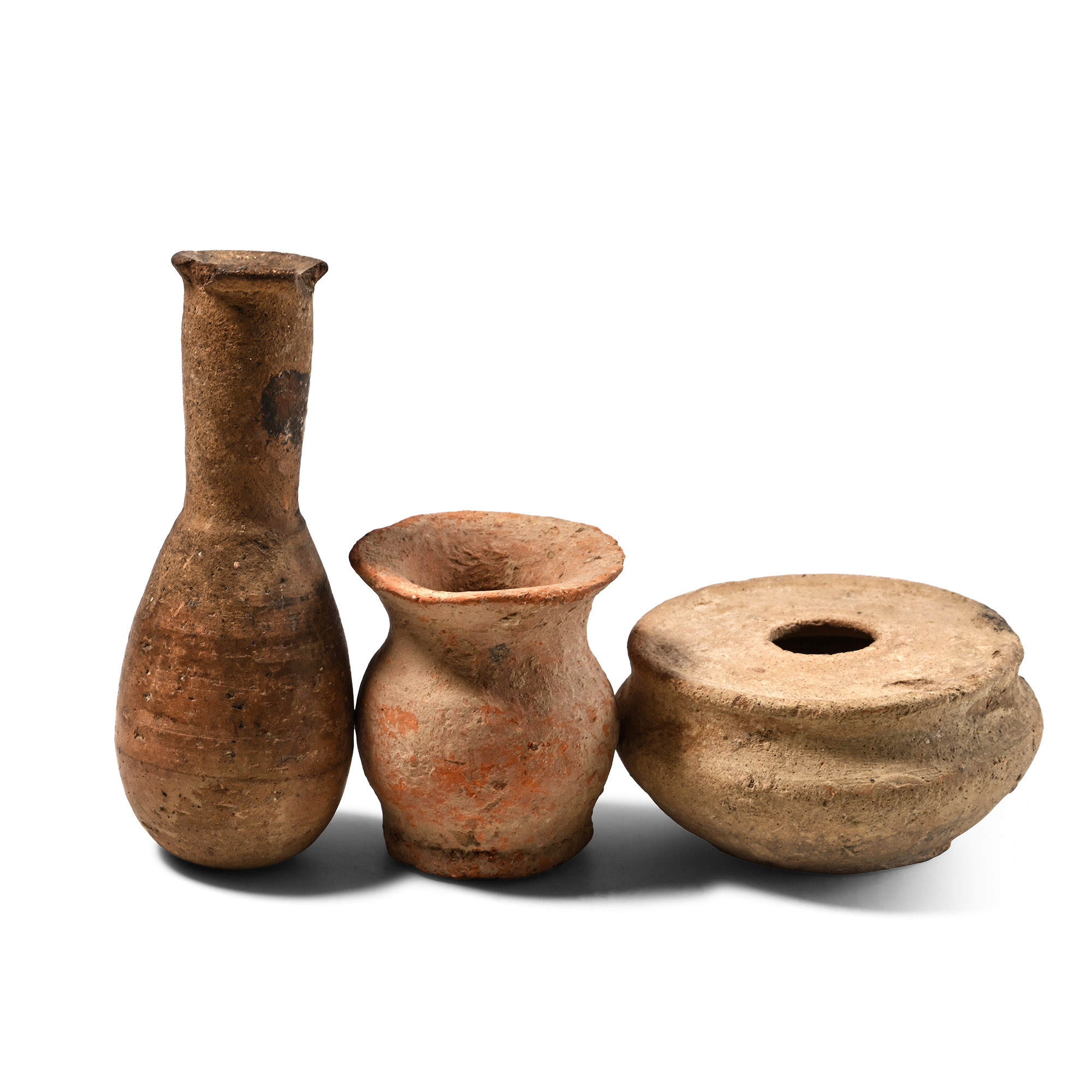 Roman Terracotta Vessel and Oil Lamp Group