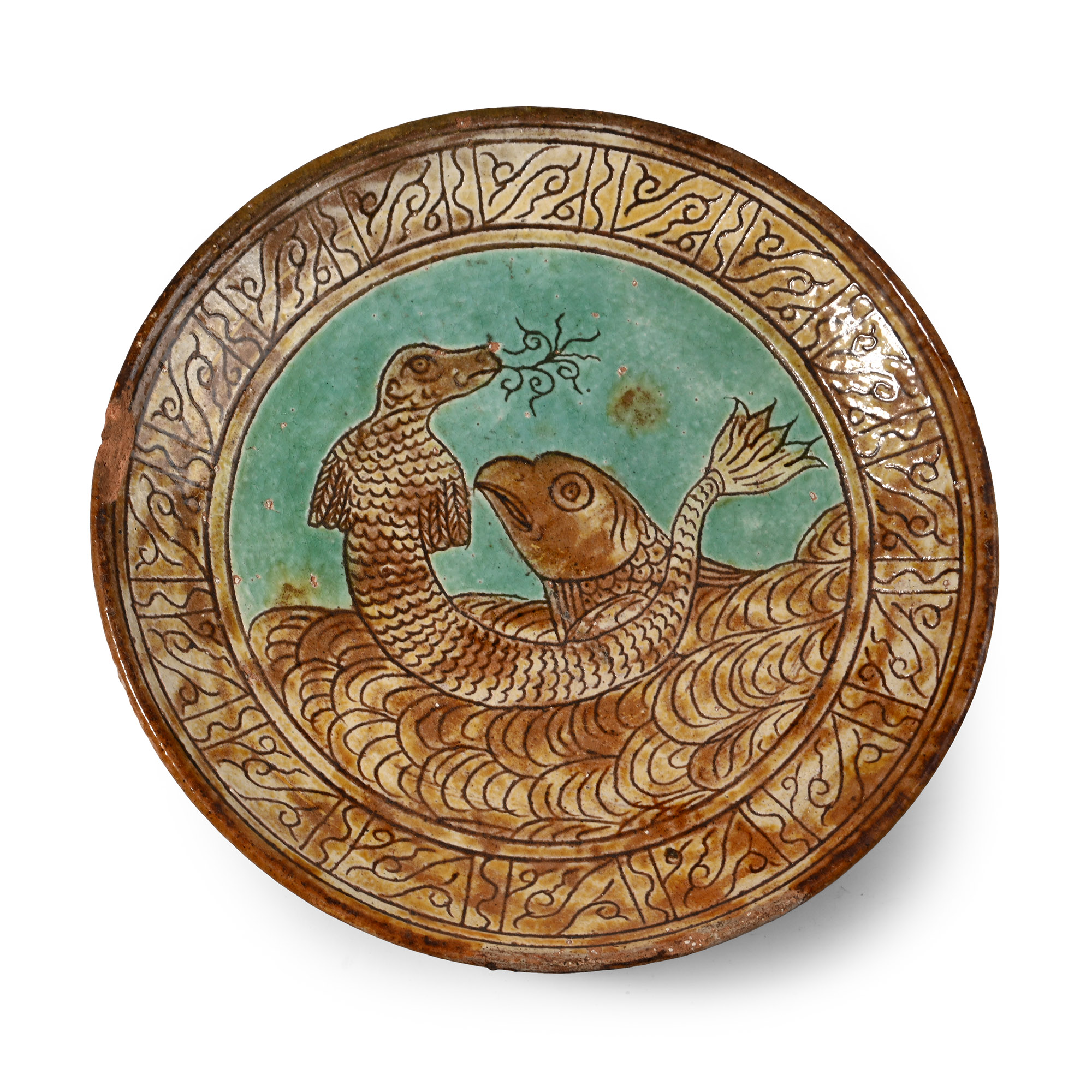 Persian Glazed Terracotta Footed Dish