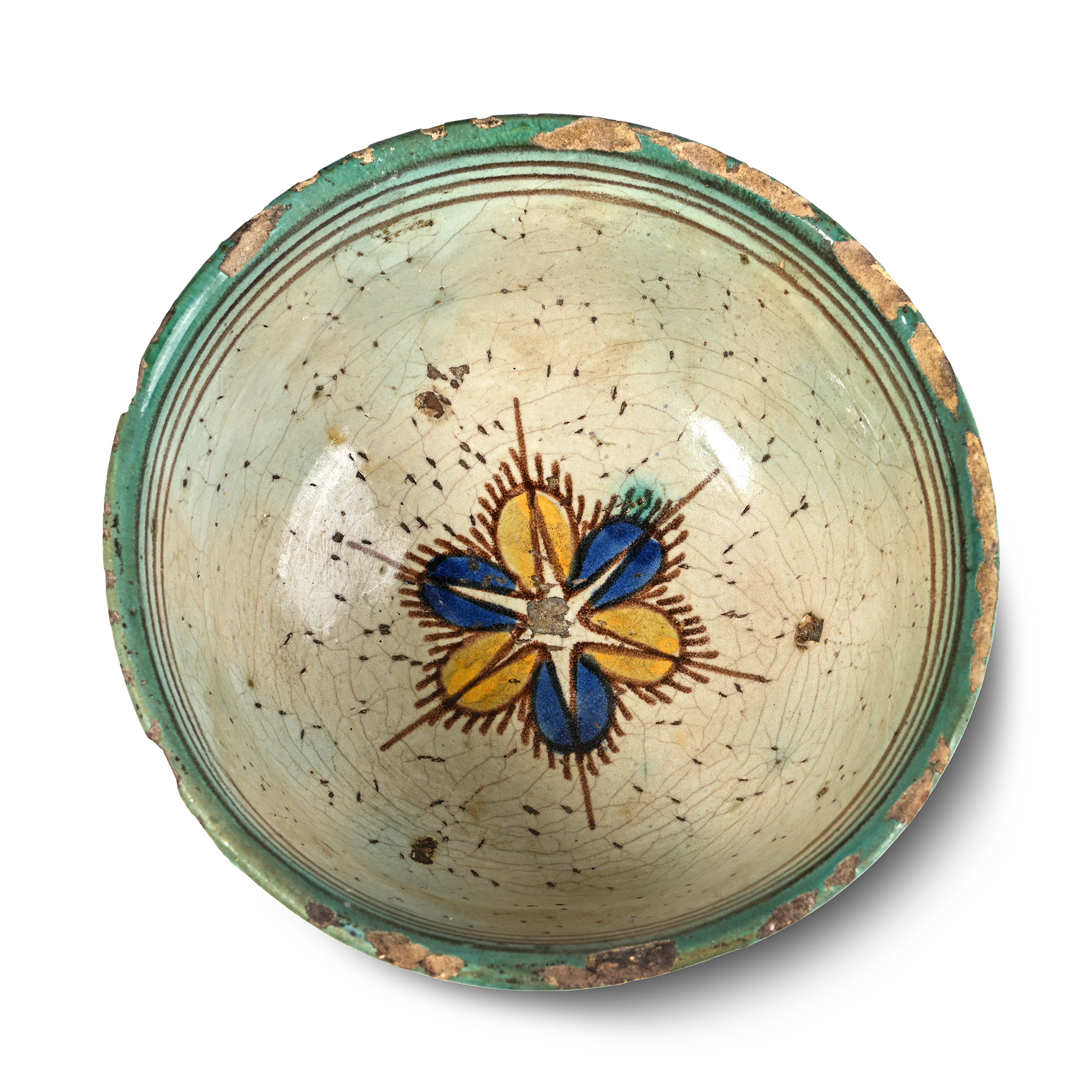 Kutahya Glazed Terracotta Footed Bowl