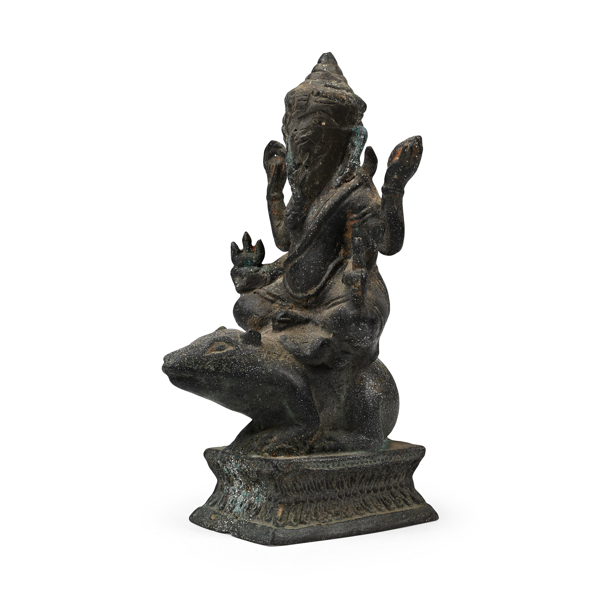 South East Asian Bronze Ganesha Seated on a Rat