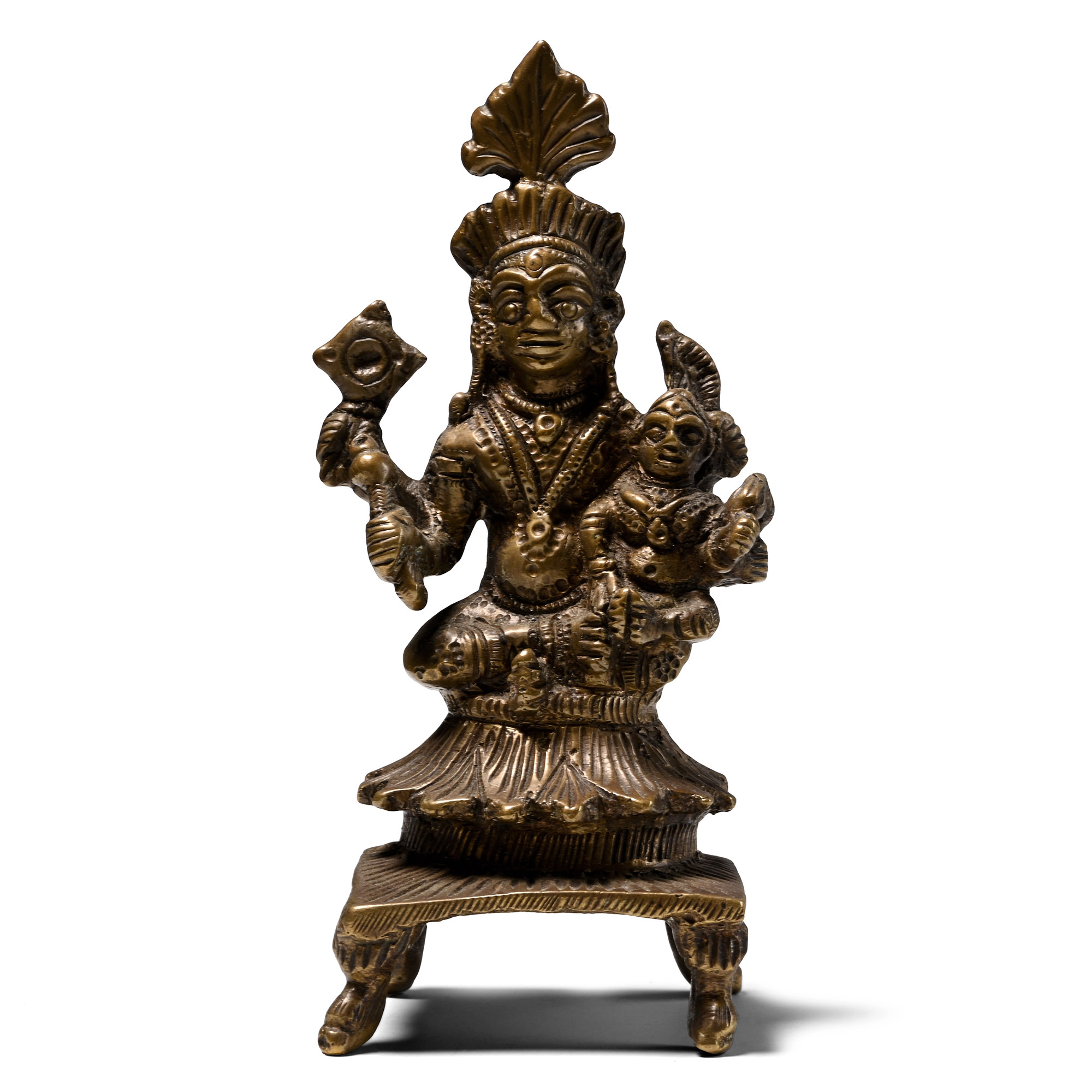 Antique Bronze Figure of Vishnu with Lakshmi
