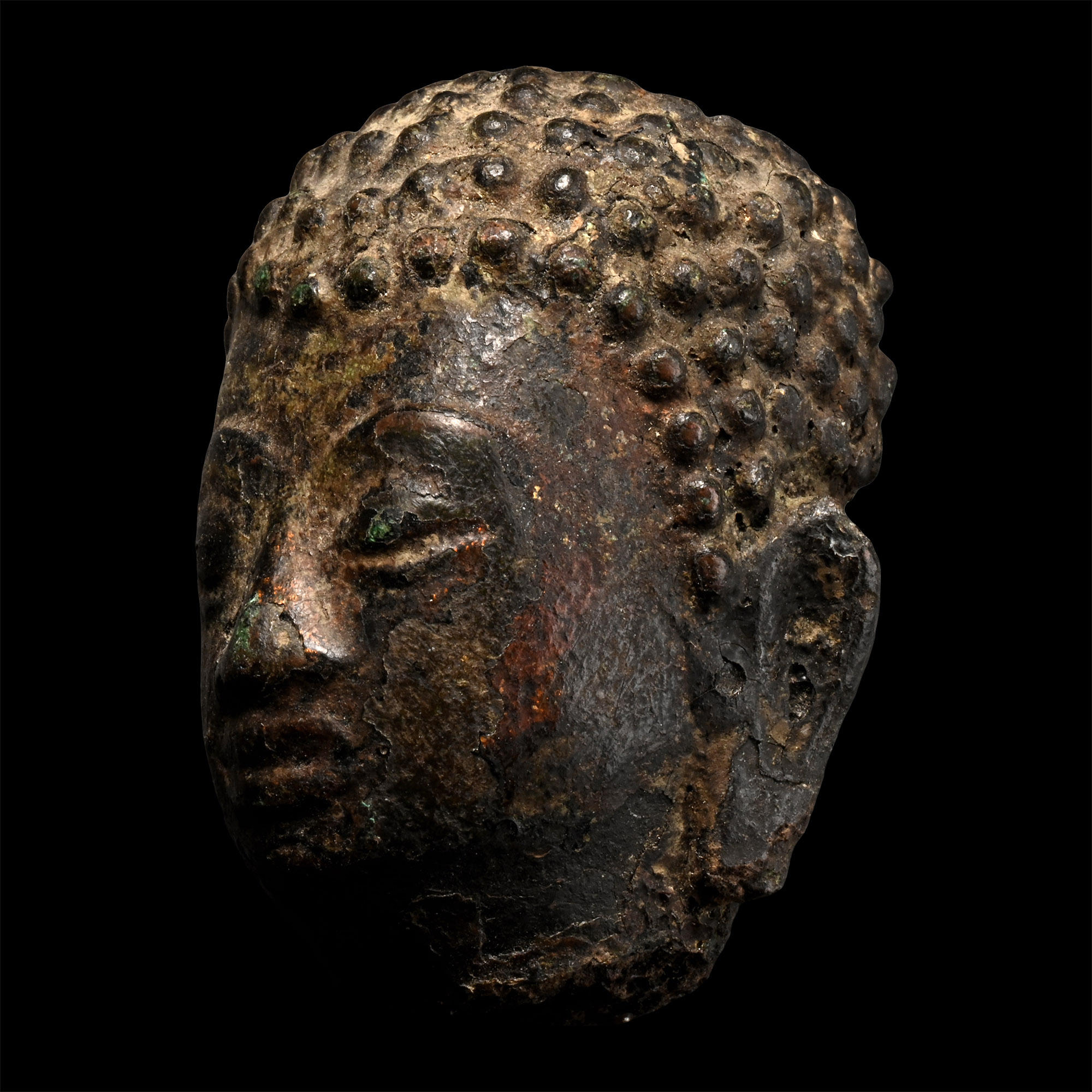 Antique Bronze Head of Buddha