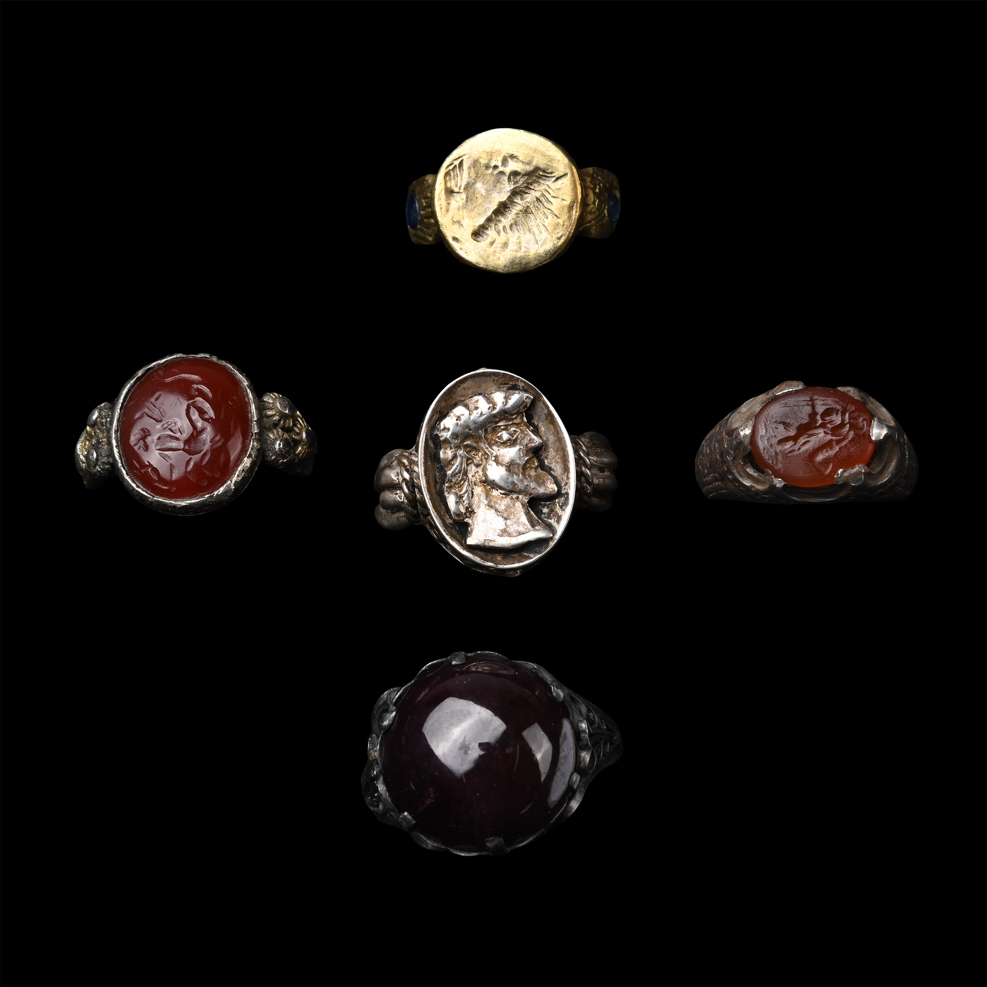 Post Medieval Silver and Bronze Ring Group