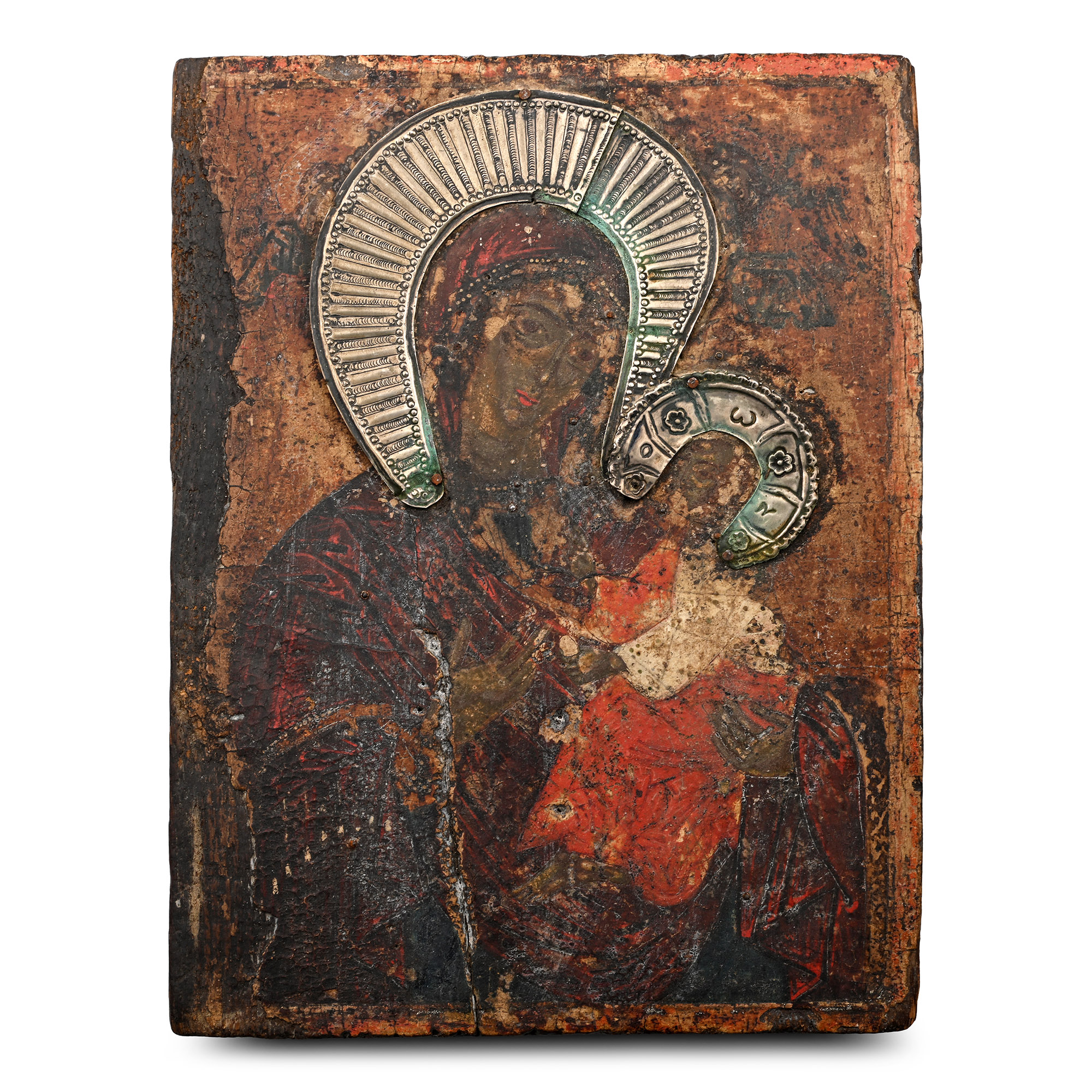 Antique Icon of Mary Theotokos with Child