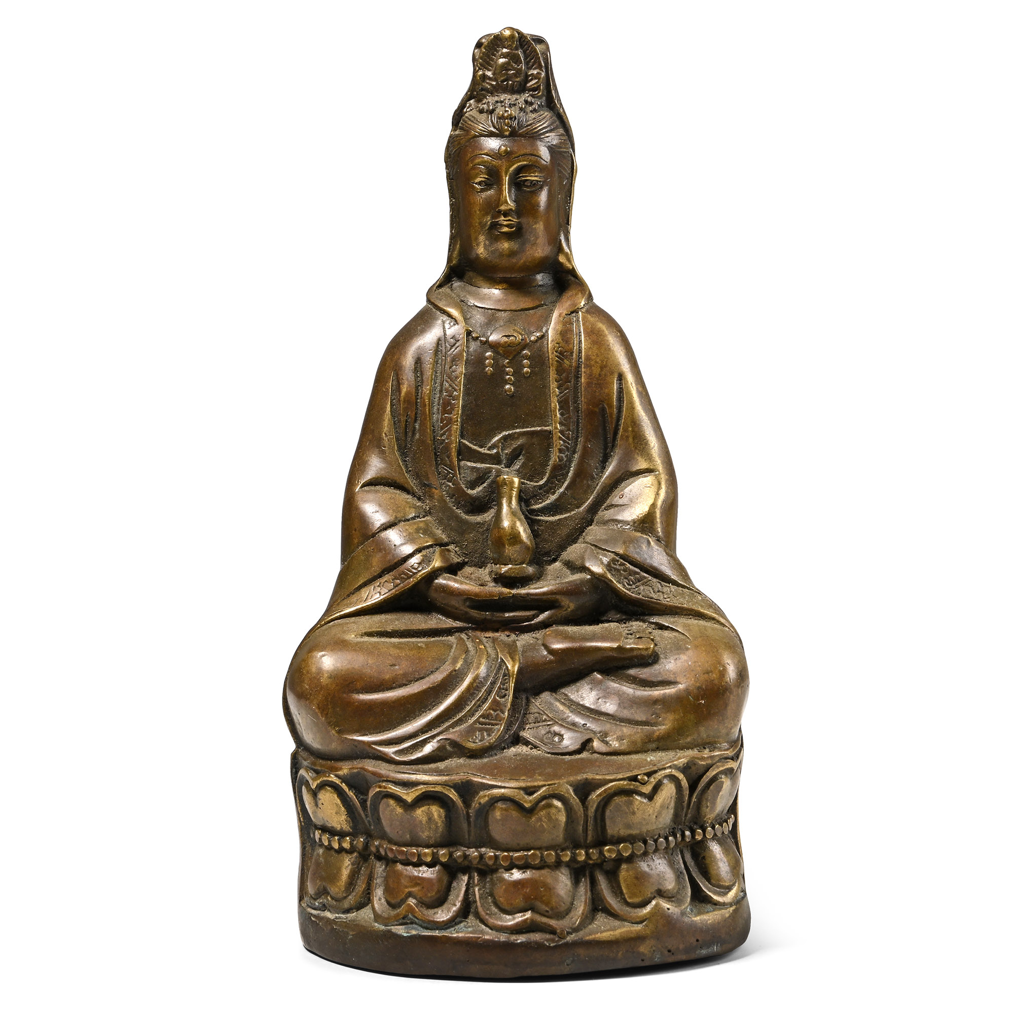 Chinese Ming Style Bronze Seated Guanyin Figure