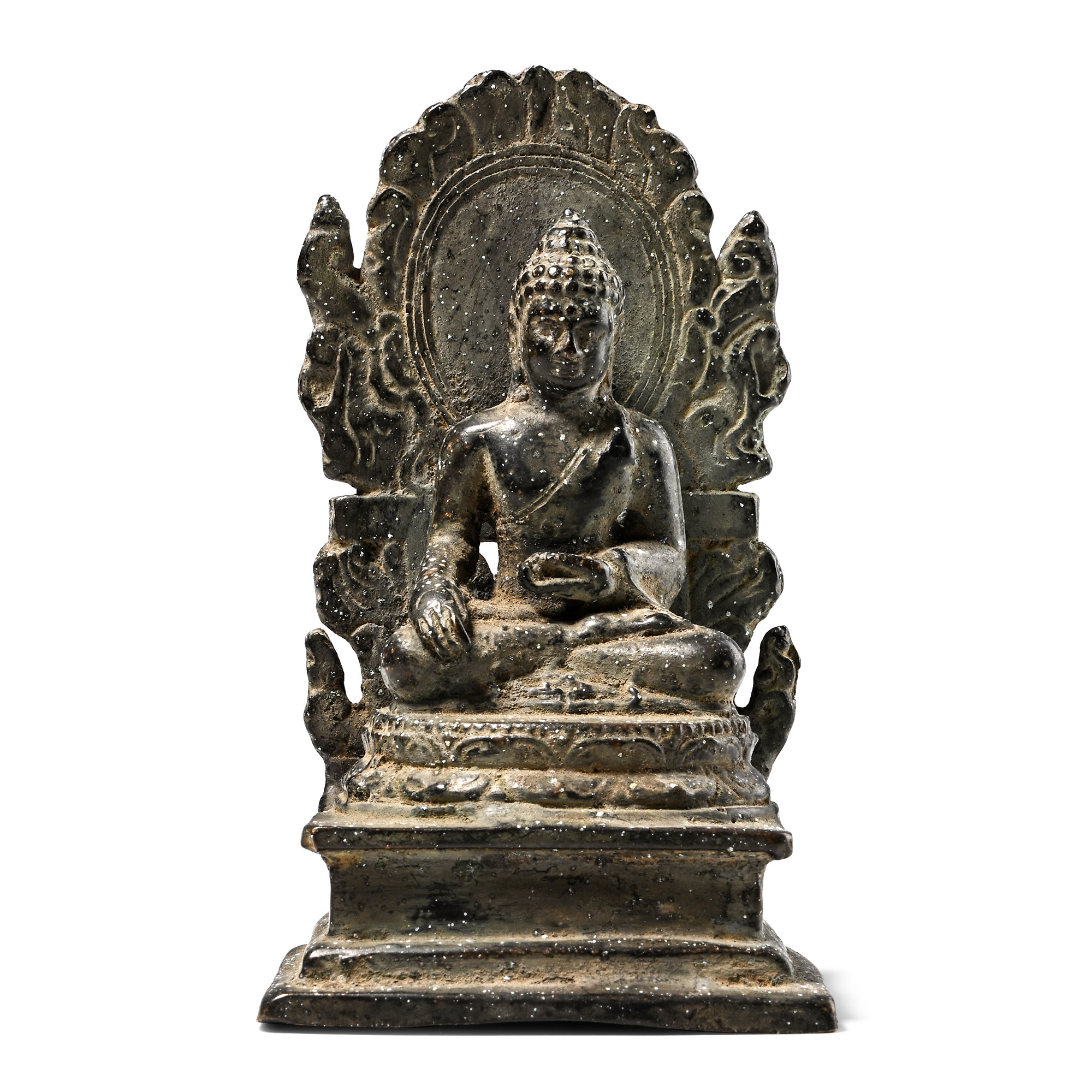 Antique Bronze Buddha Shakyamuni Seated on Throne