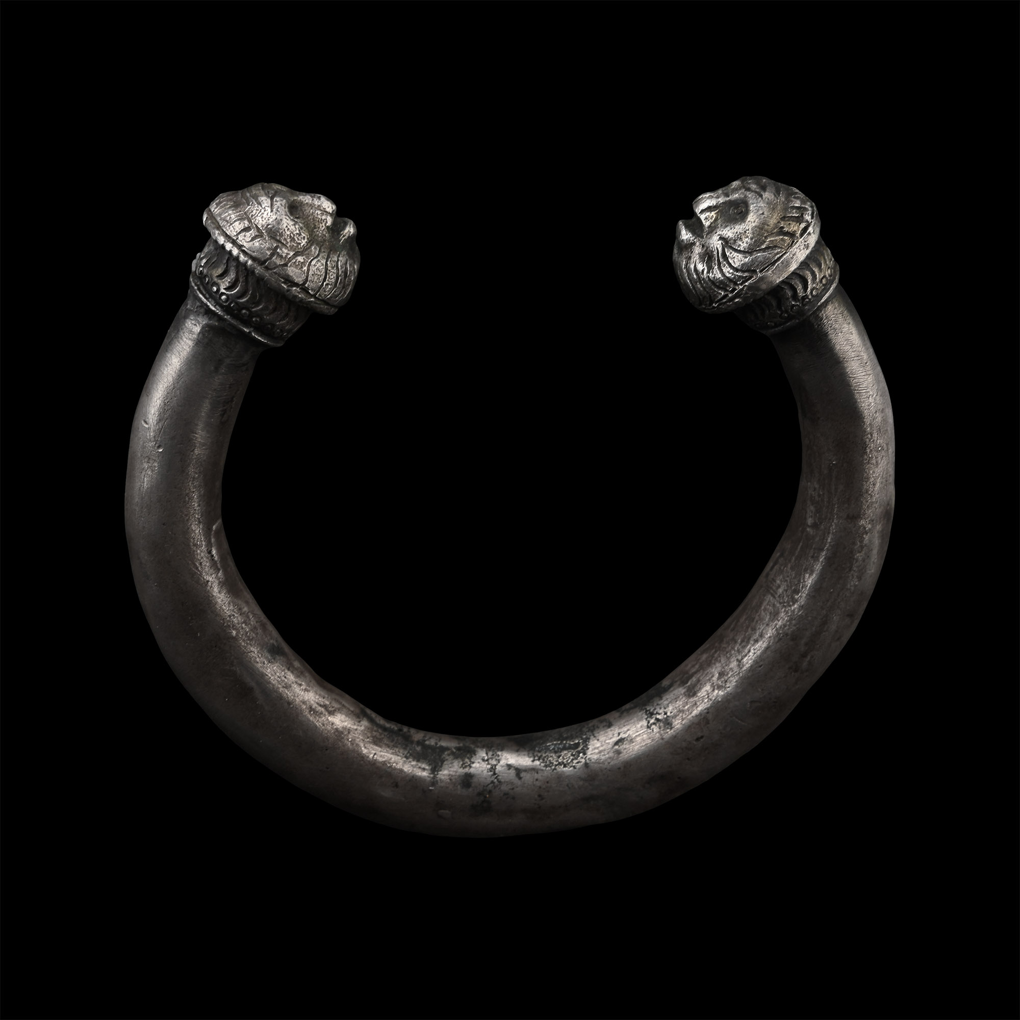 Burmese Silver Bracelet with Animal Head Terminals