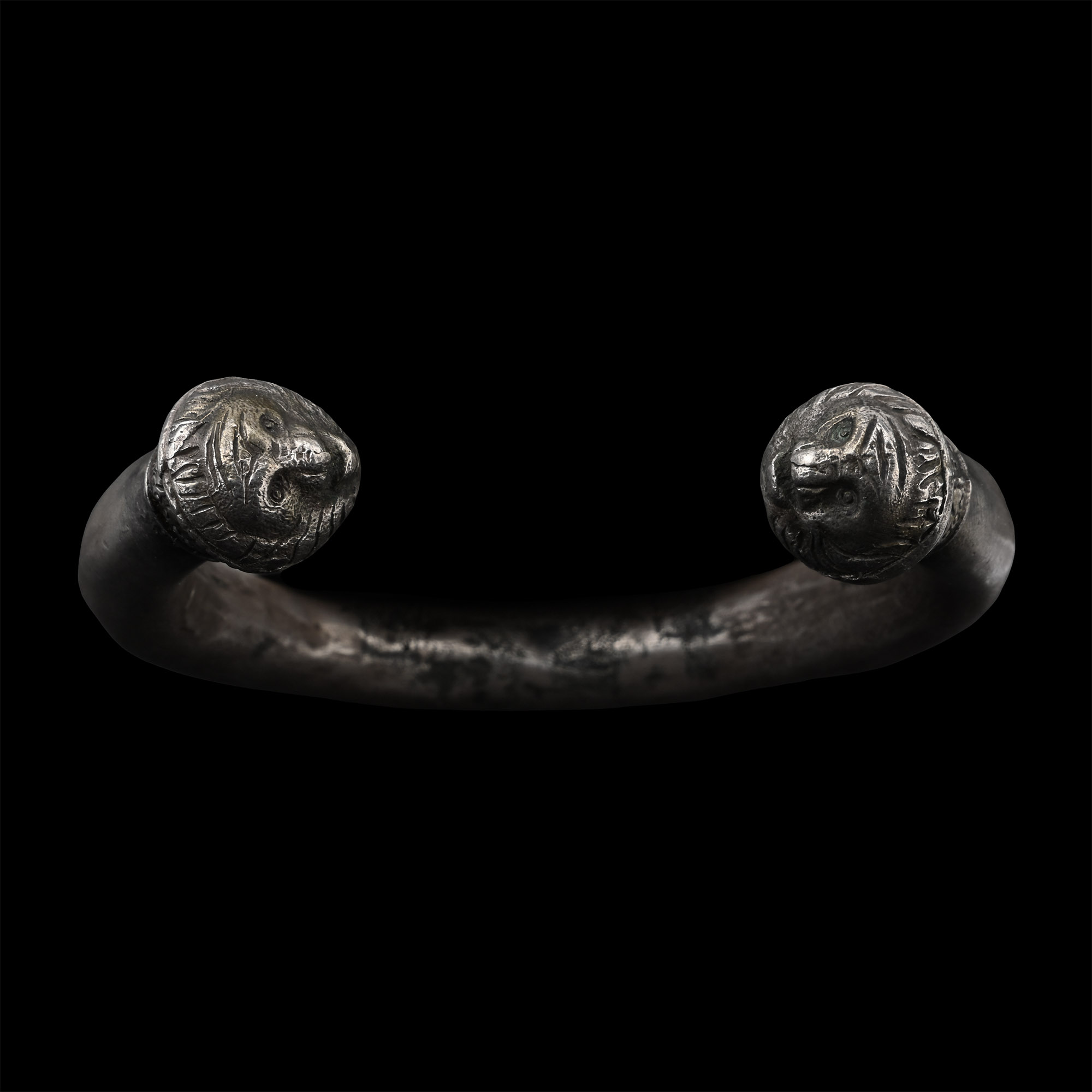Burmese Silver Bracelet with Animal Head Terminals