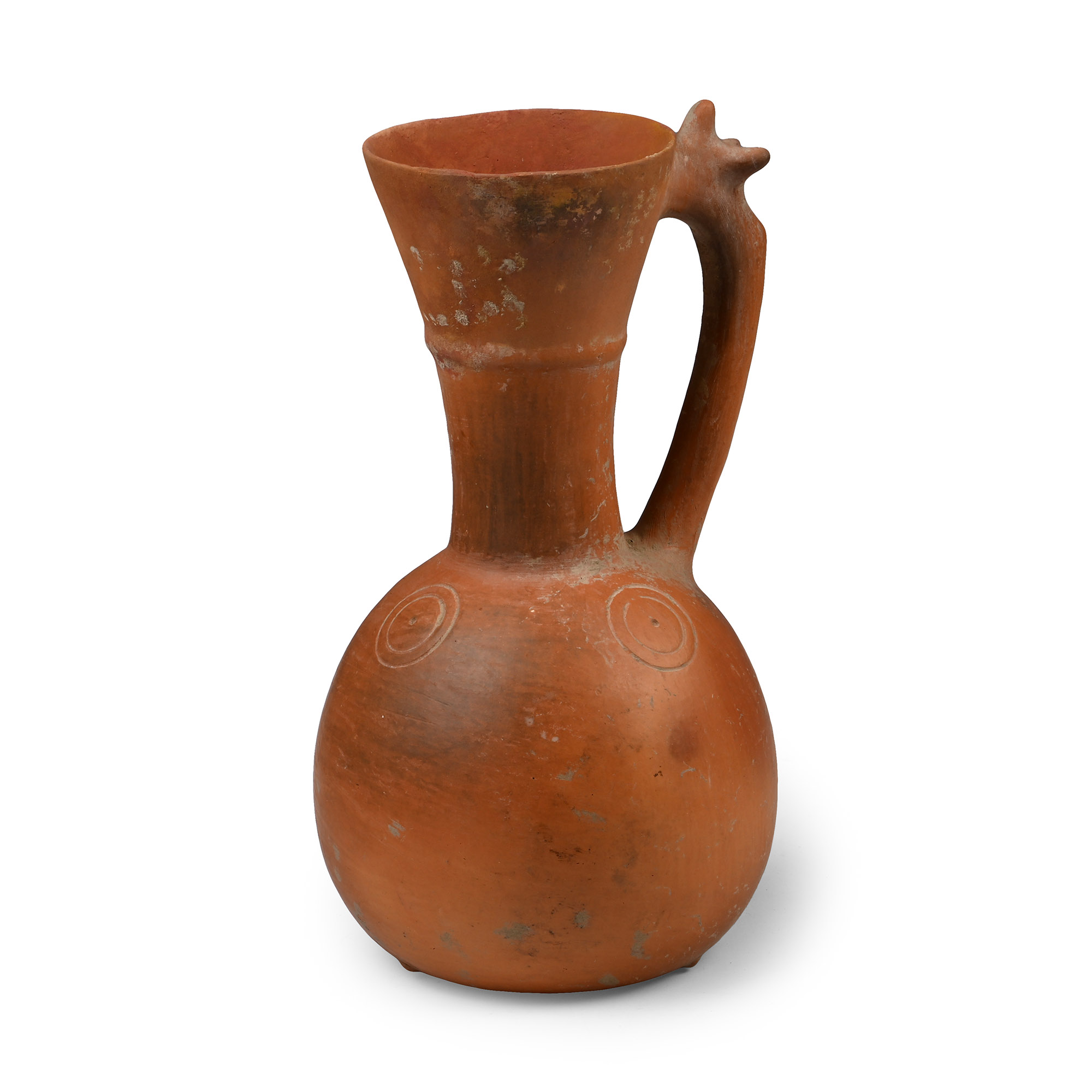 Western Asiatic Decorated Terracotta Jug with Zoomorphic Handle