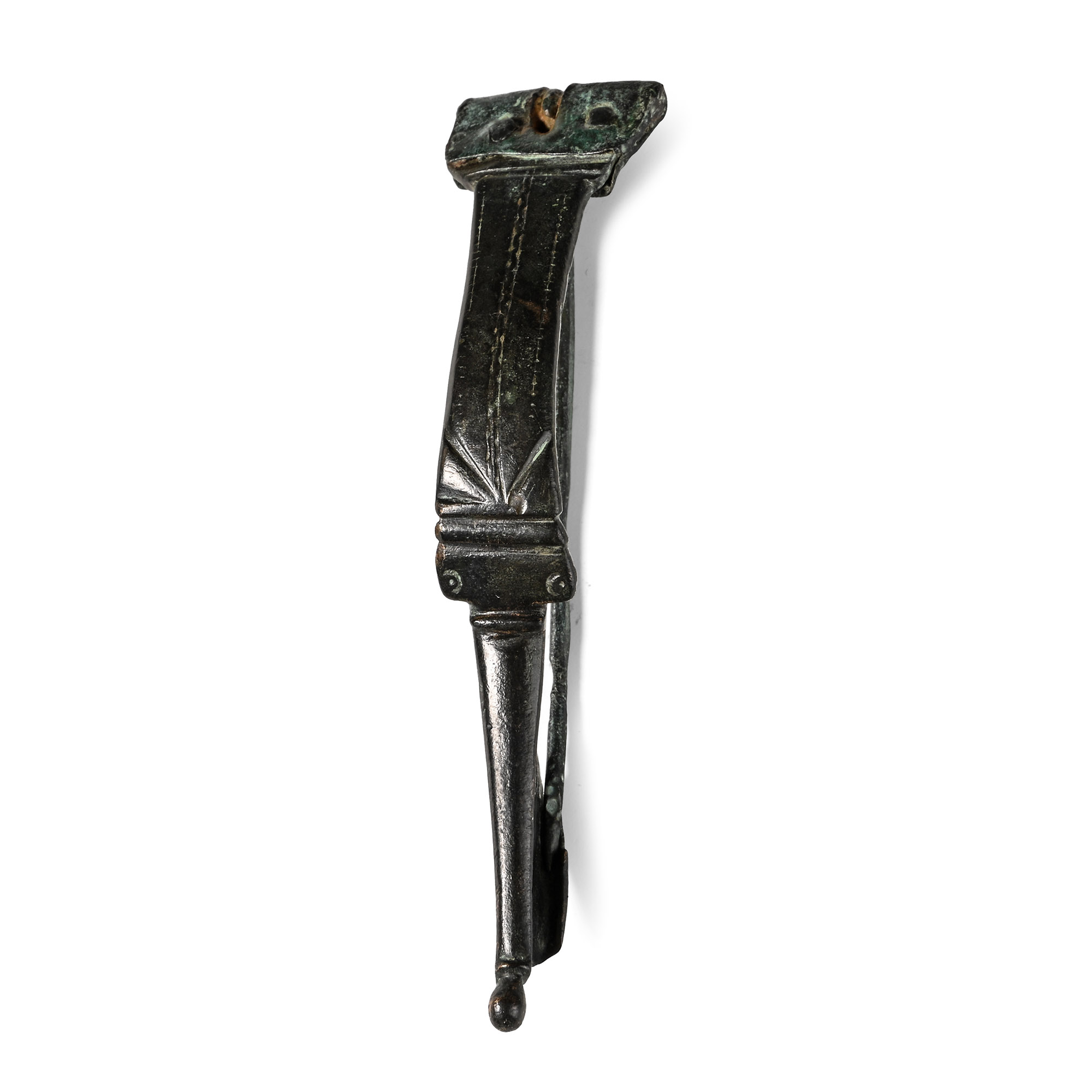 Large Roman Bronze Wolf-Headed Bow Brooch