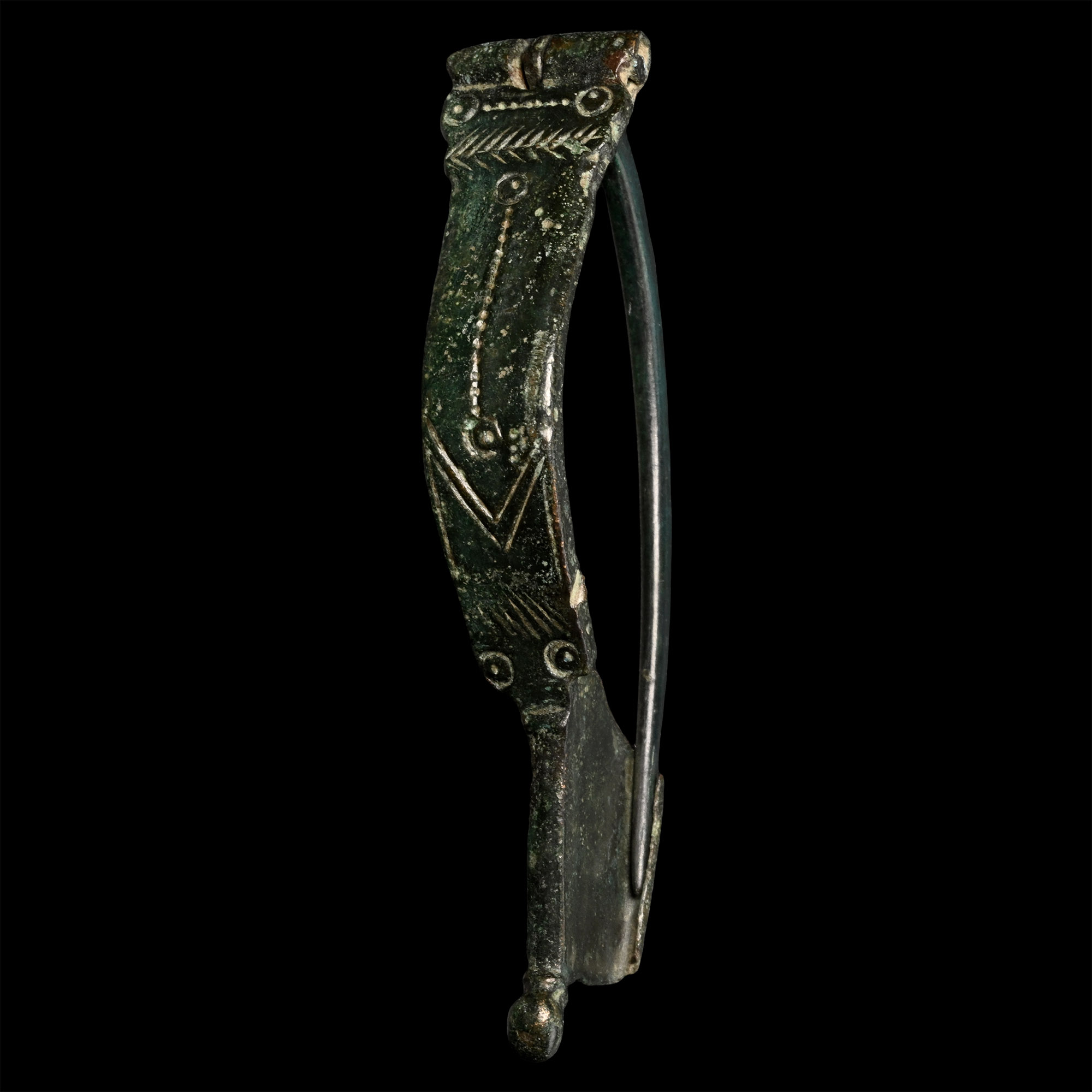 Roman Bronze Wolf-Headed Bow Brooch