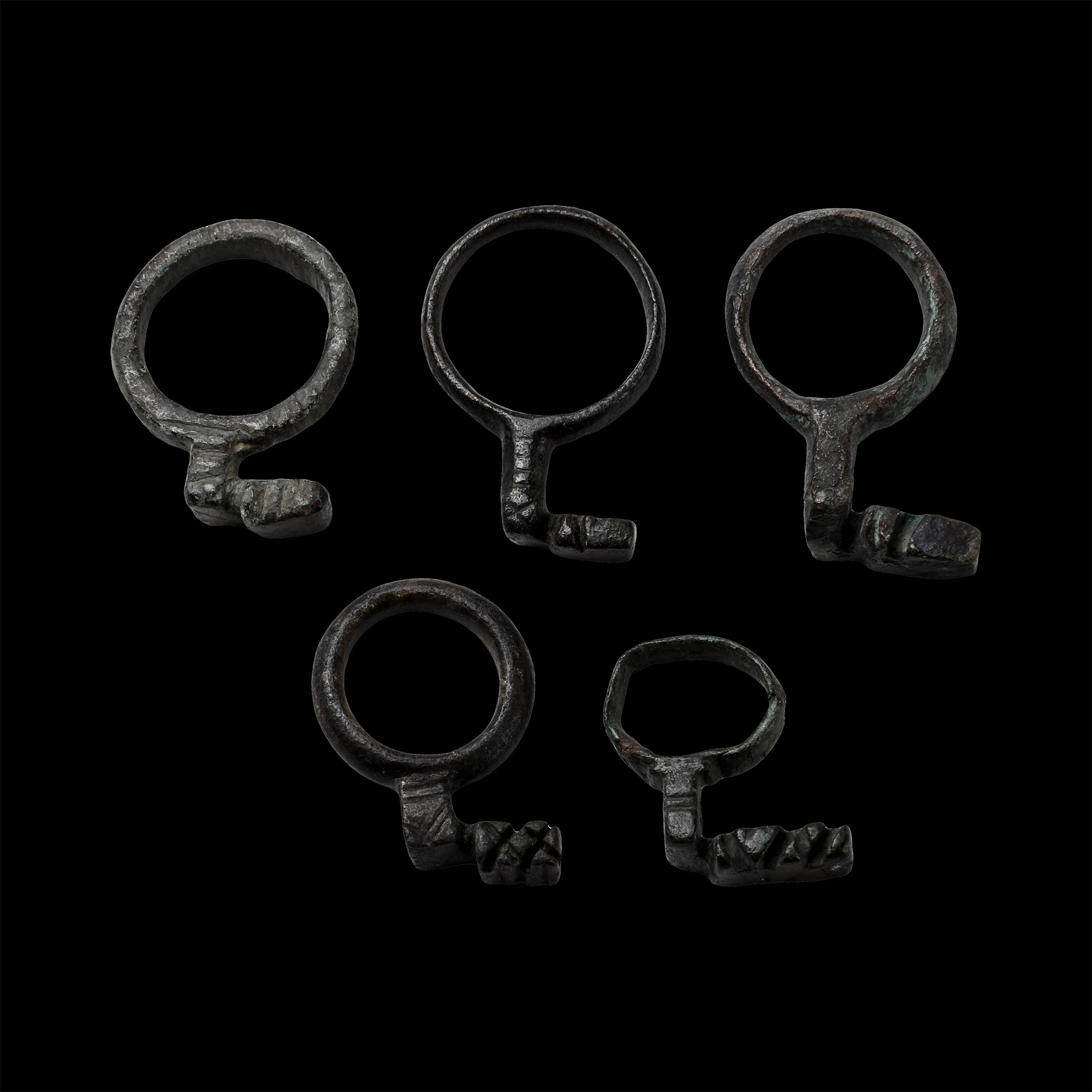 Roman Bronze Key Ring Group
