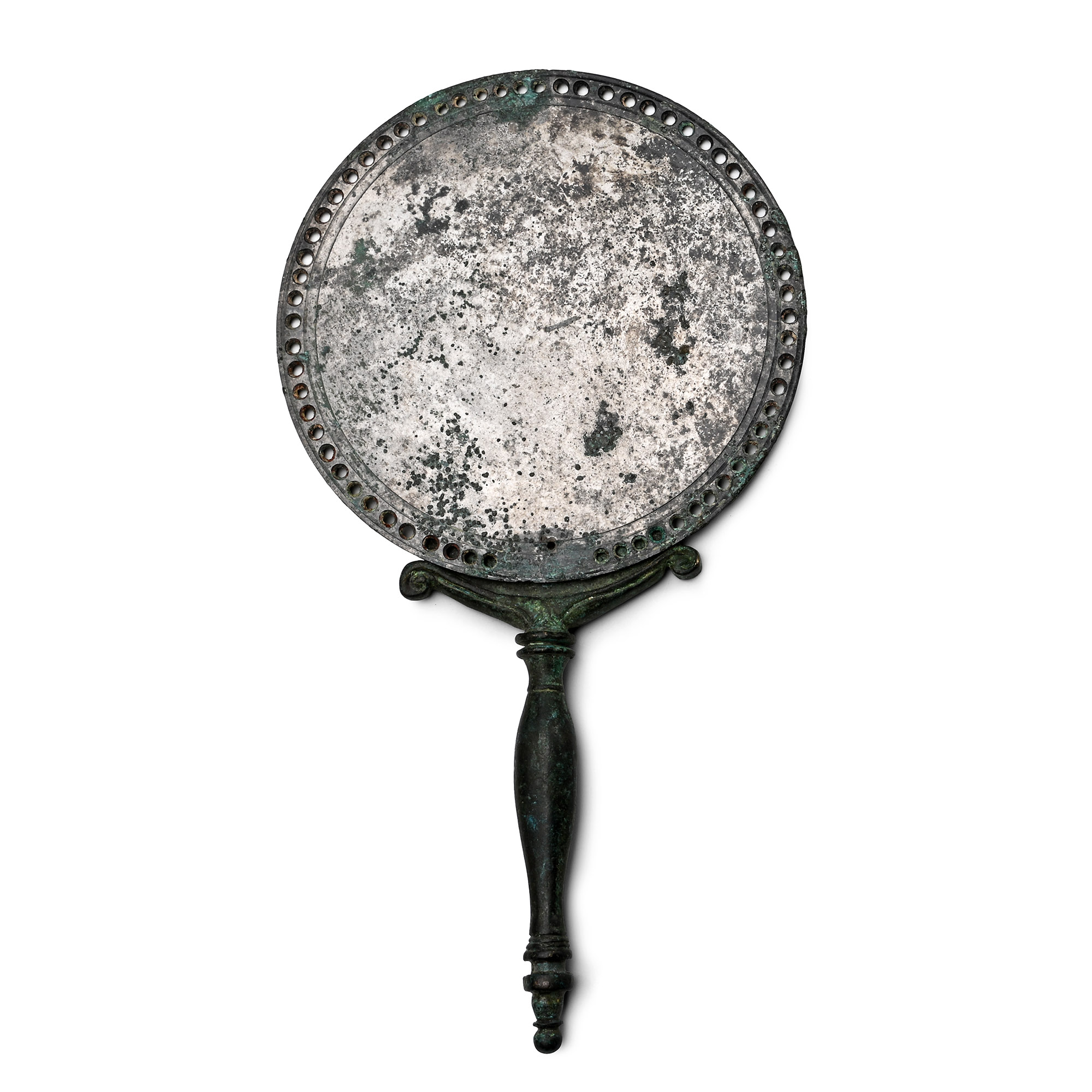 Roman Bronze Mirror Handle and Tinned Mirror