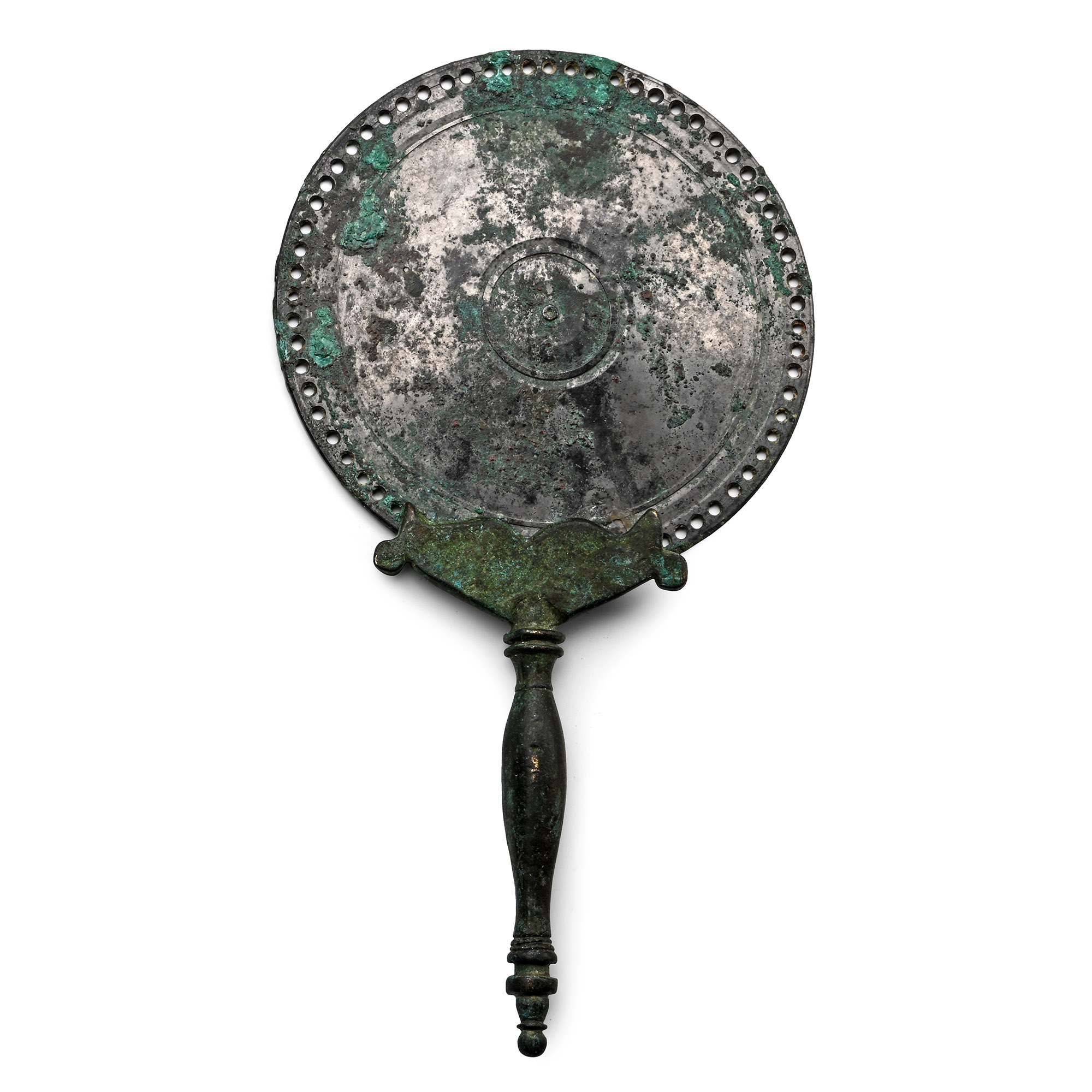 Roman Bronze Mirror Handle and Tinned Mirror