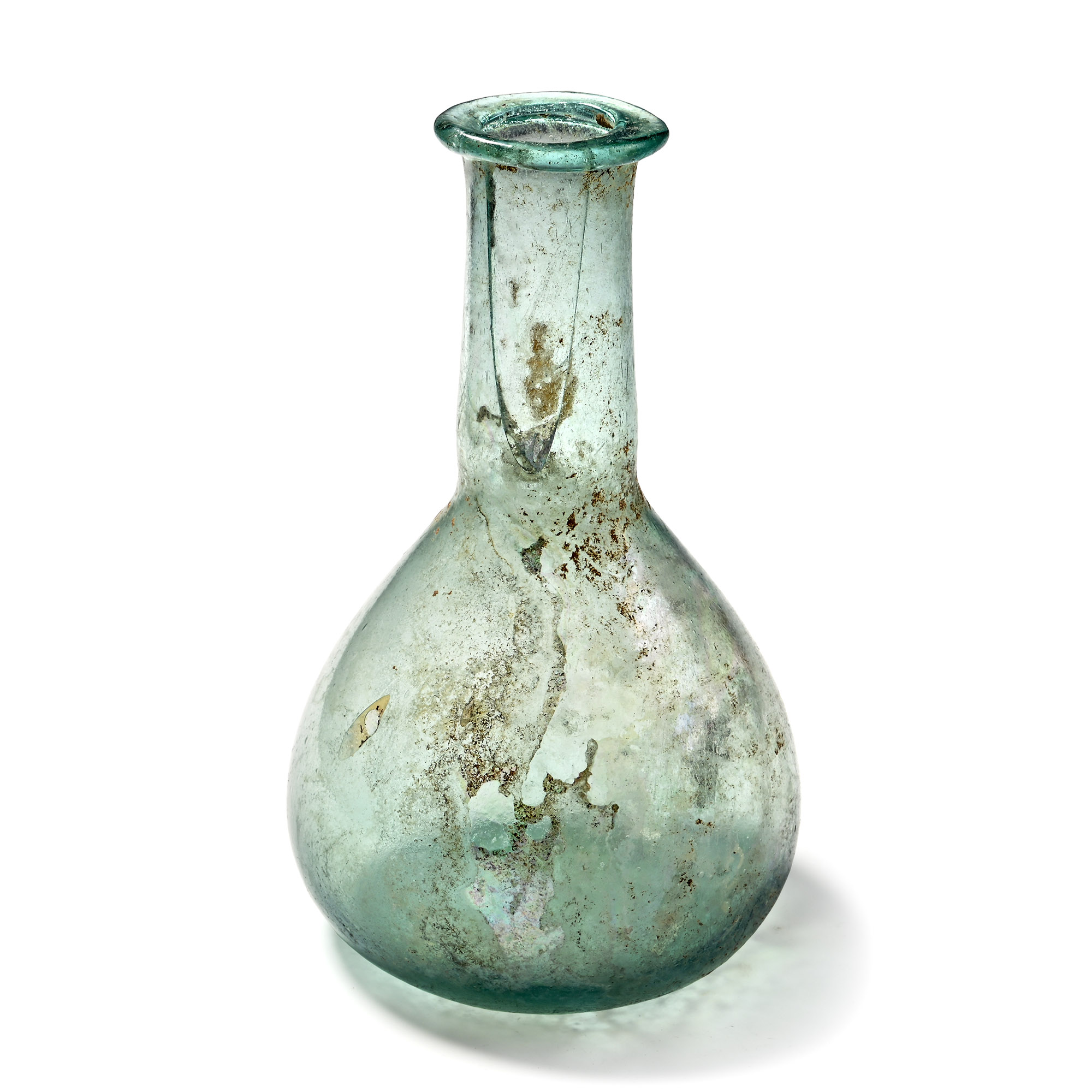 Roman Aqua Glass Bottle