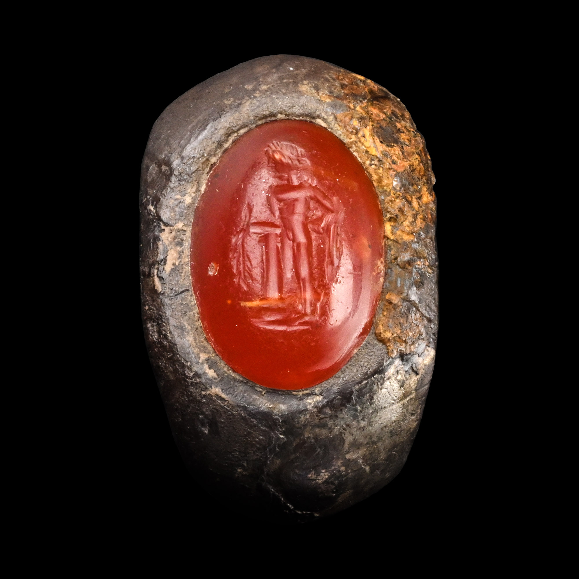 Roman Silver Ring with Apollo Gemstone