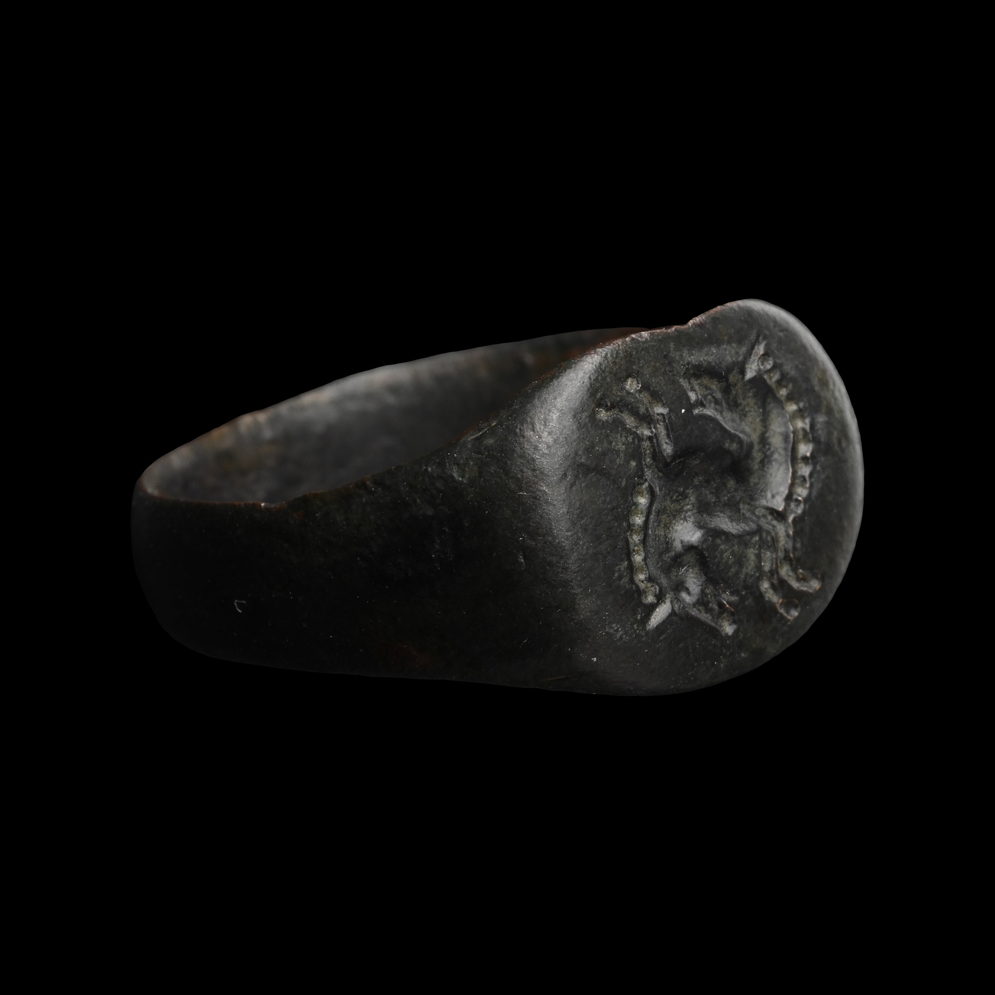 Greek Bronze Ring with Horse Protomes