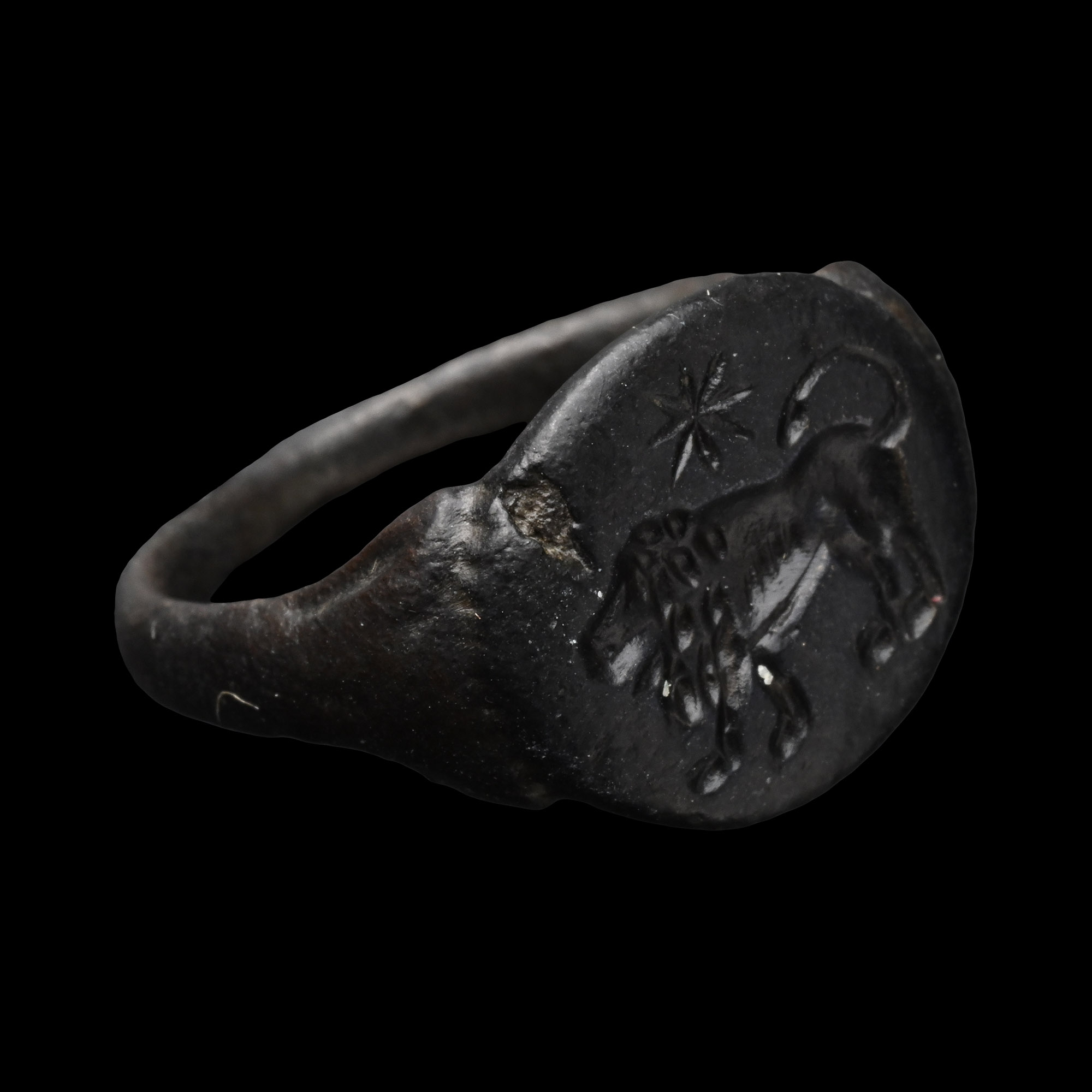 Greek Bronze Ring with Lion