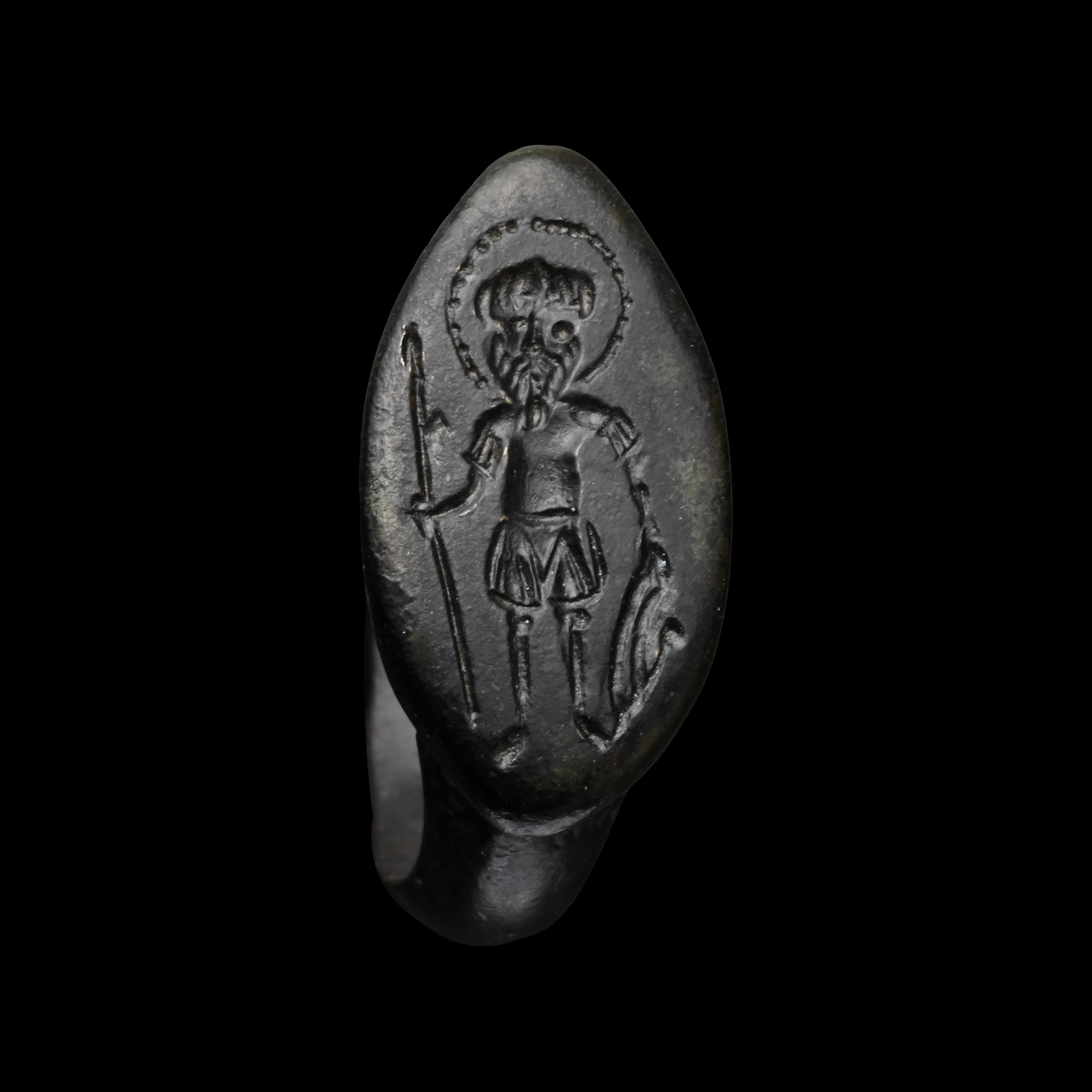 Byzantine Bronze Ring with Saint Demetrios