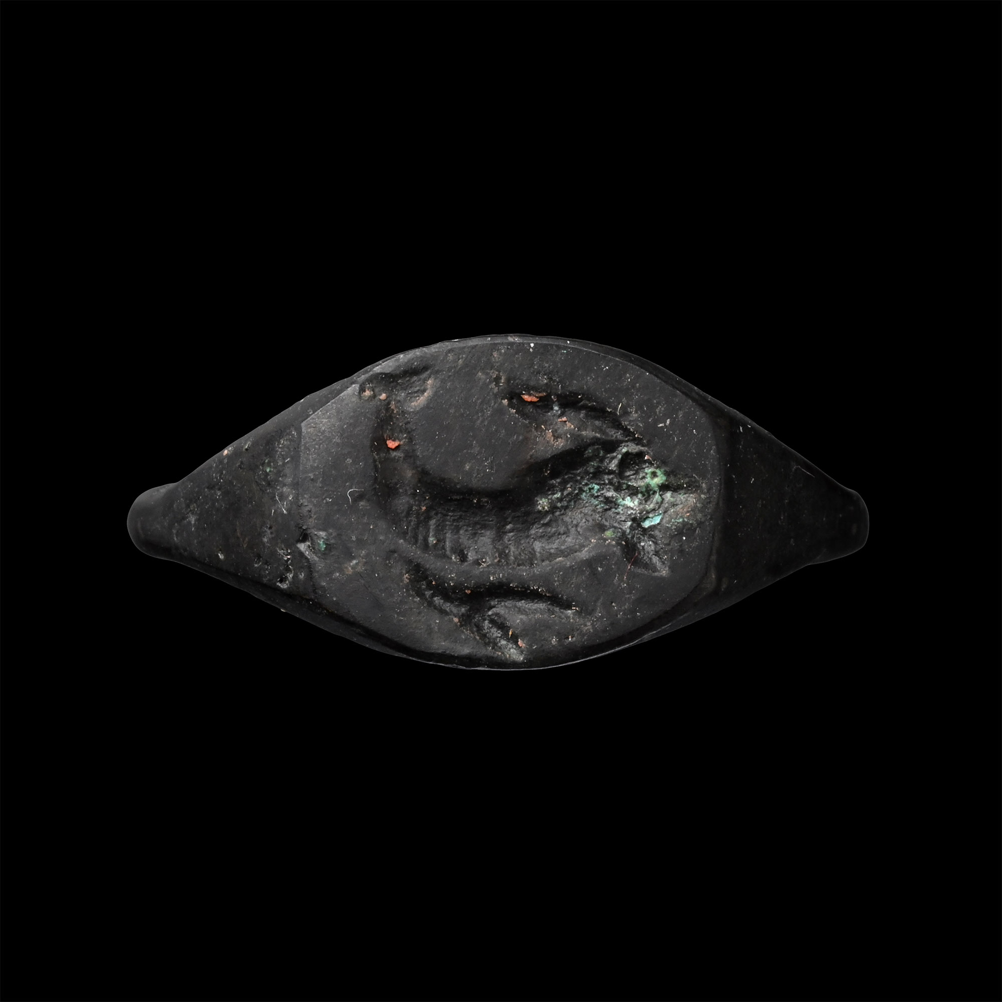 Greek Bronze Ring with Dolphin