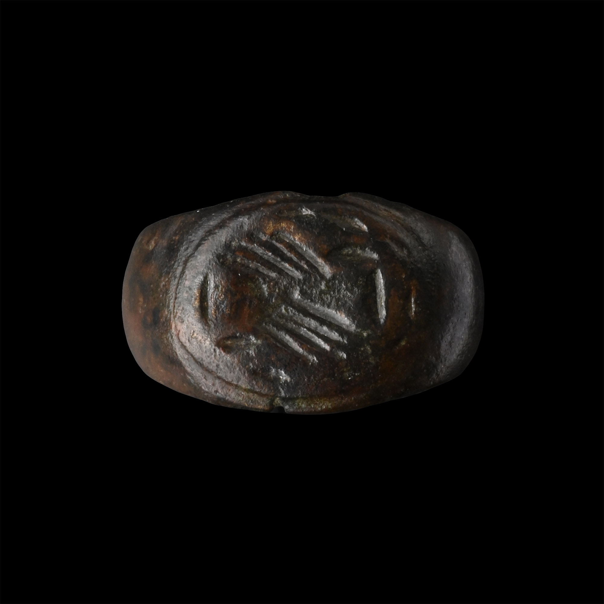 Roman Bronze Betrothal Ring with Clasped Hands