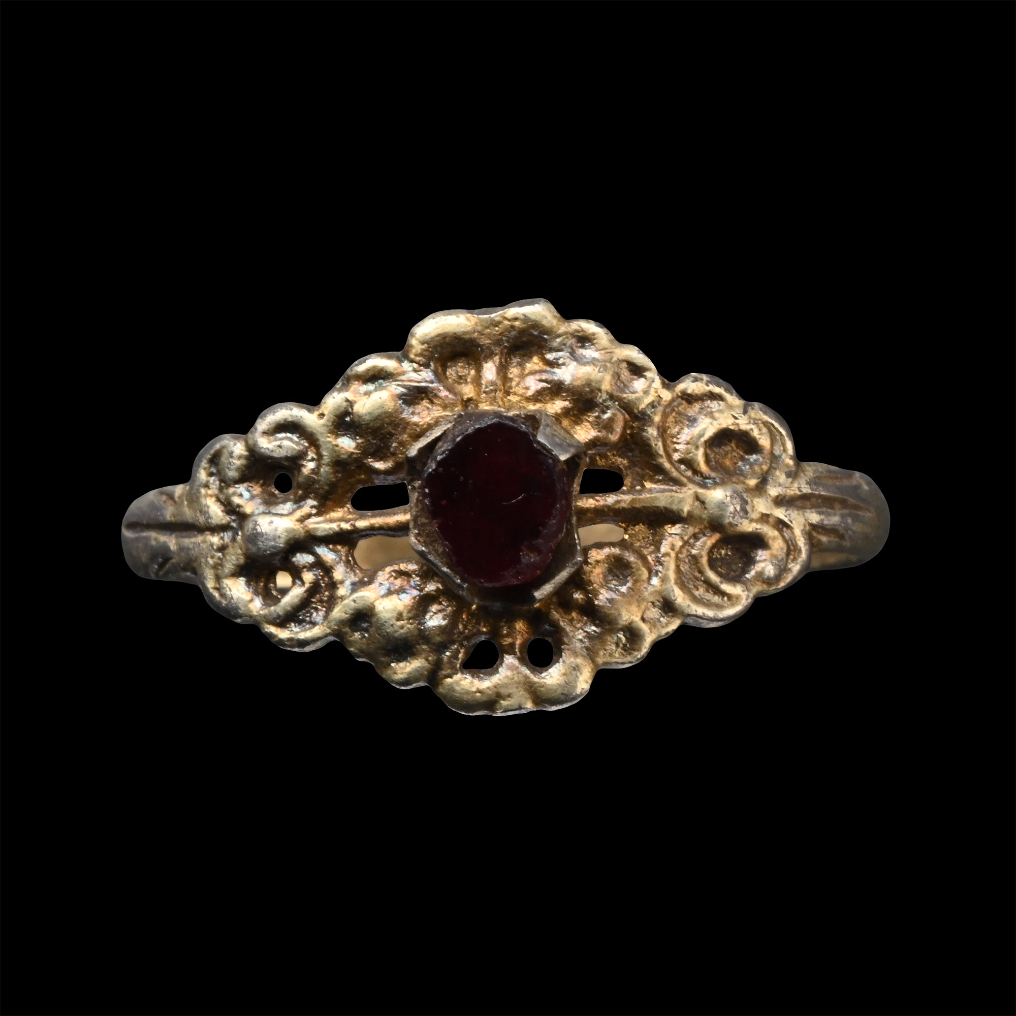 Tudor Period Silver-Gilt Ring with Gemstone