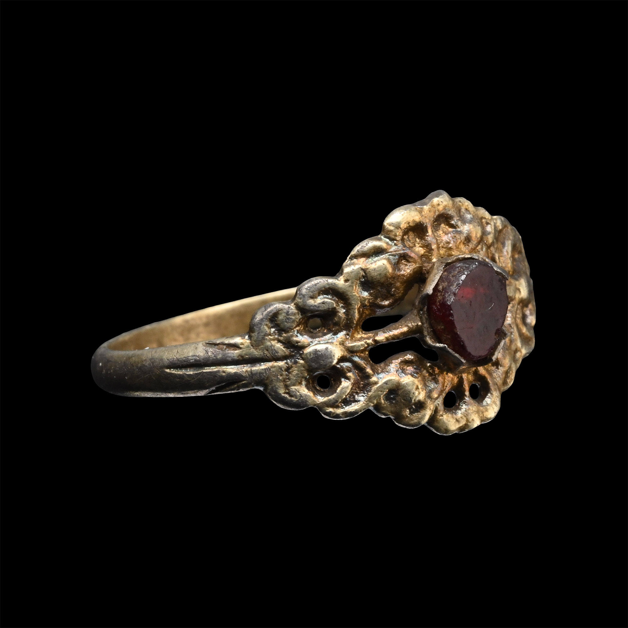 Tudor Period Silver-Gilt Ring with Gemstone