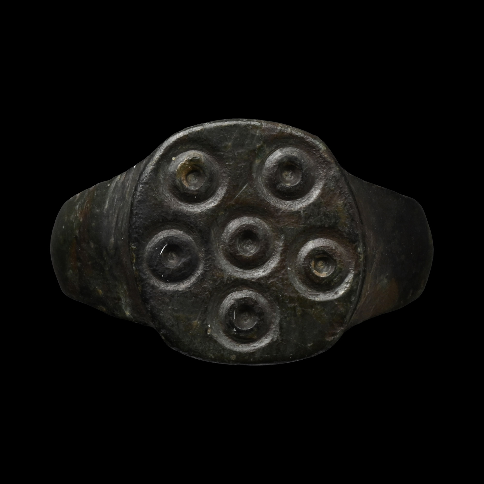 Medieval Bronze Ring with Ring-and-Dot Design