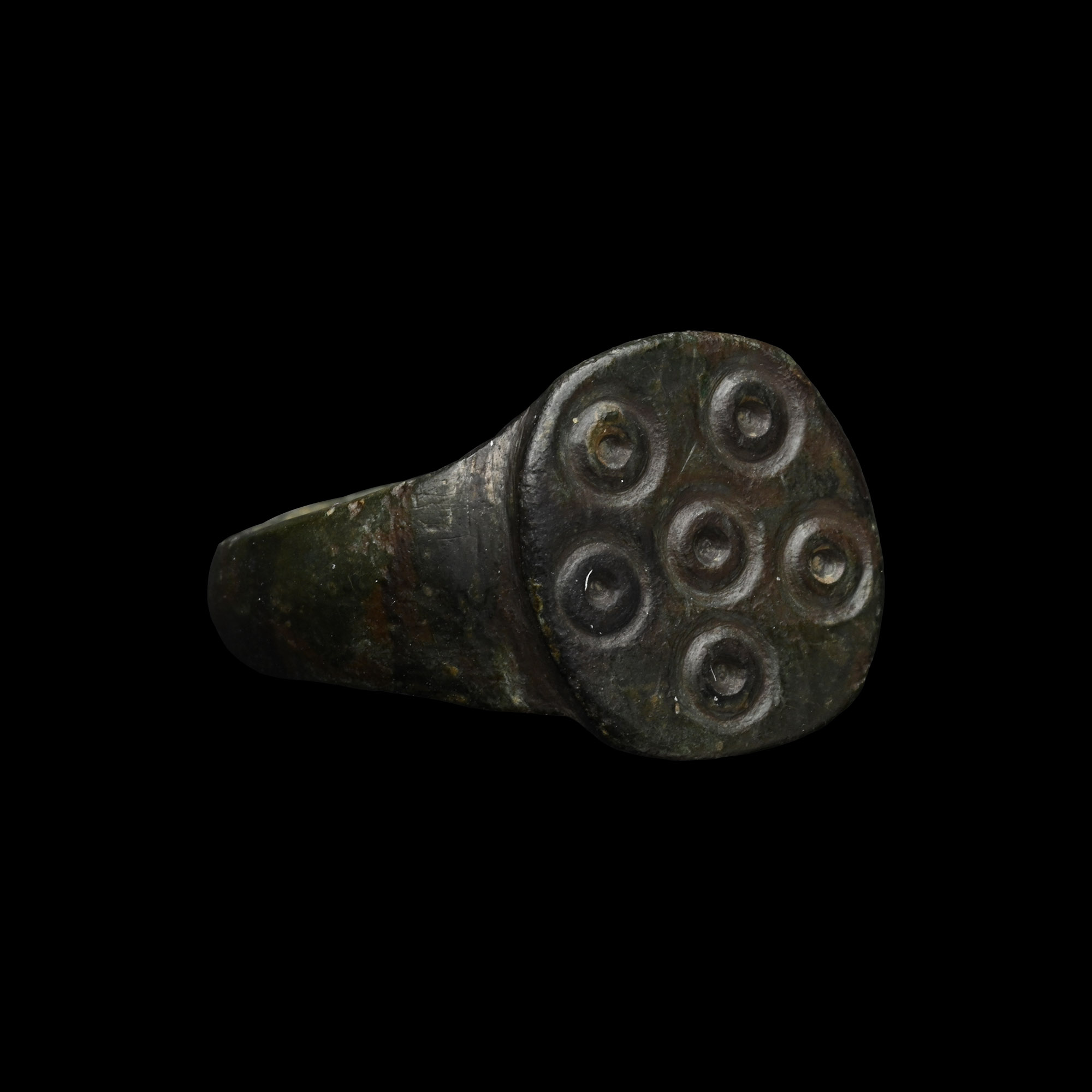 Medieval Bronze Ring with Ring-and-Dot Design