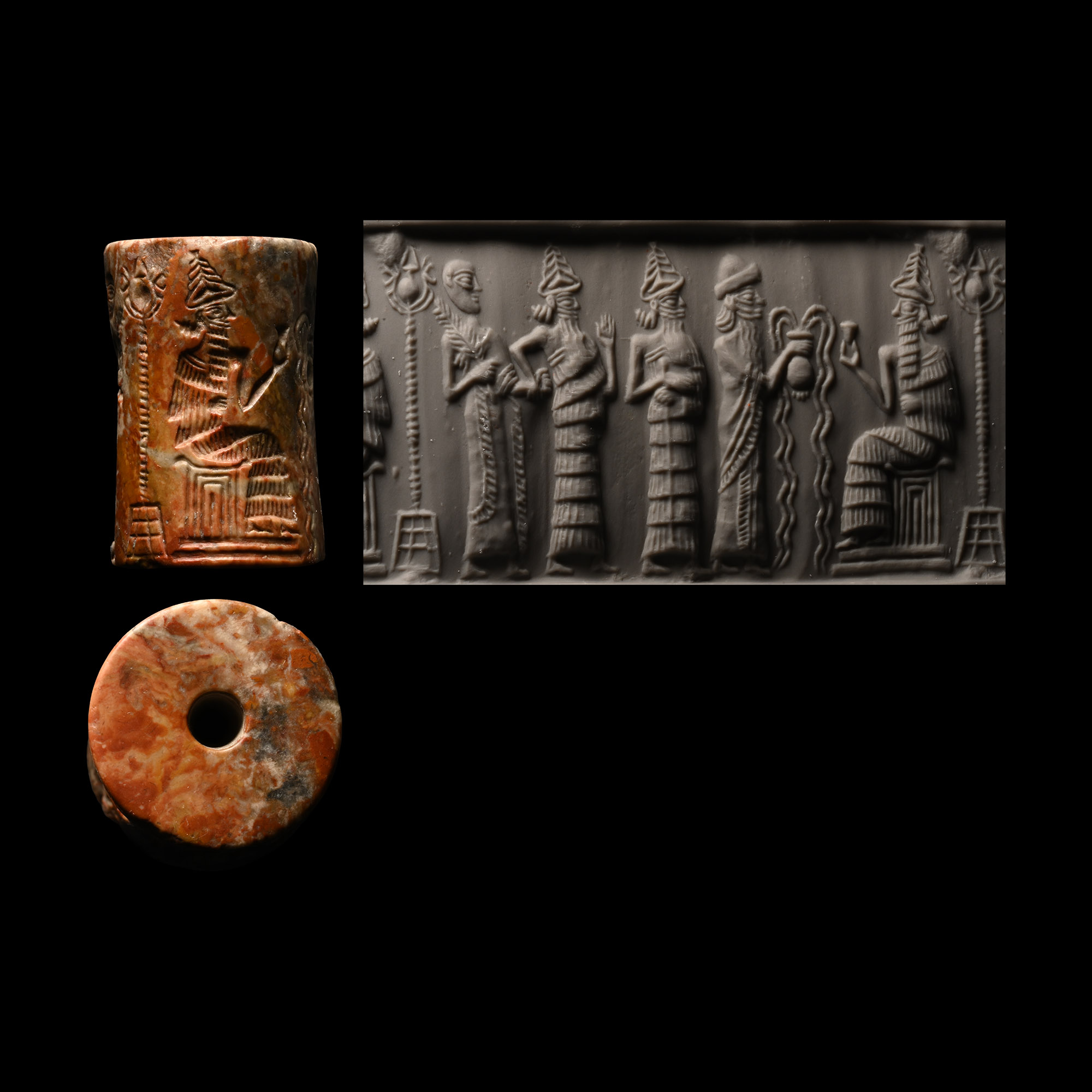 Old Babylonian Hardstone Stone Cylinder Seal with Presentation Scene