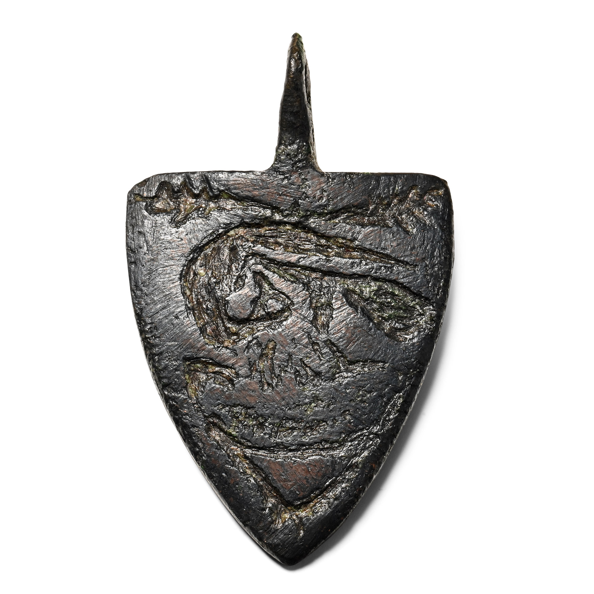 Medieval Knight's Bronze Heraldic Horse Harness Pendant with Pelican