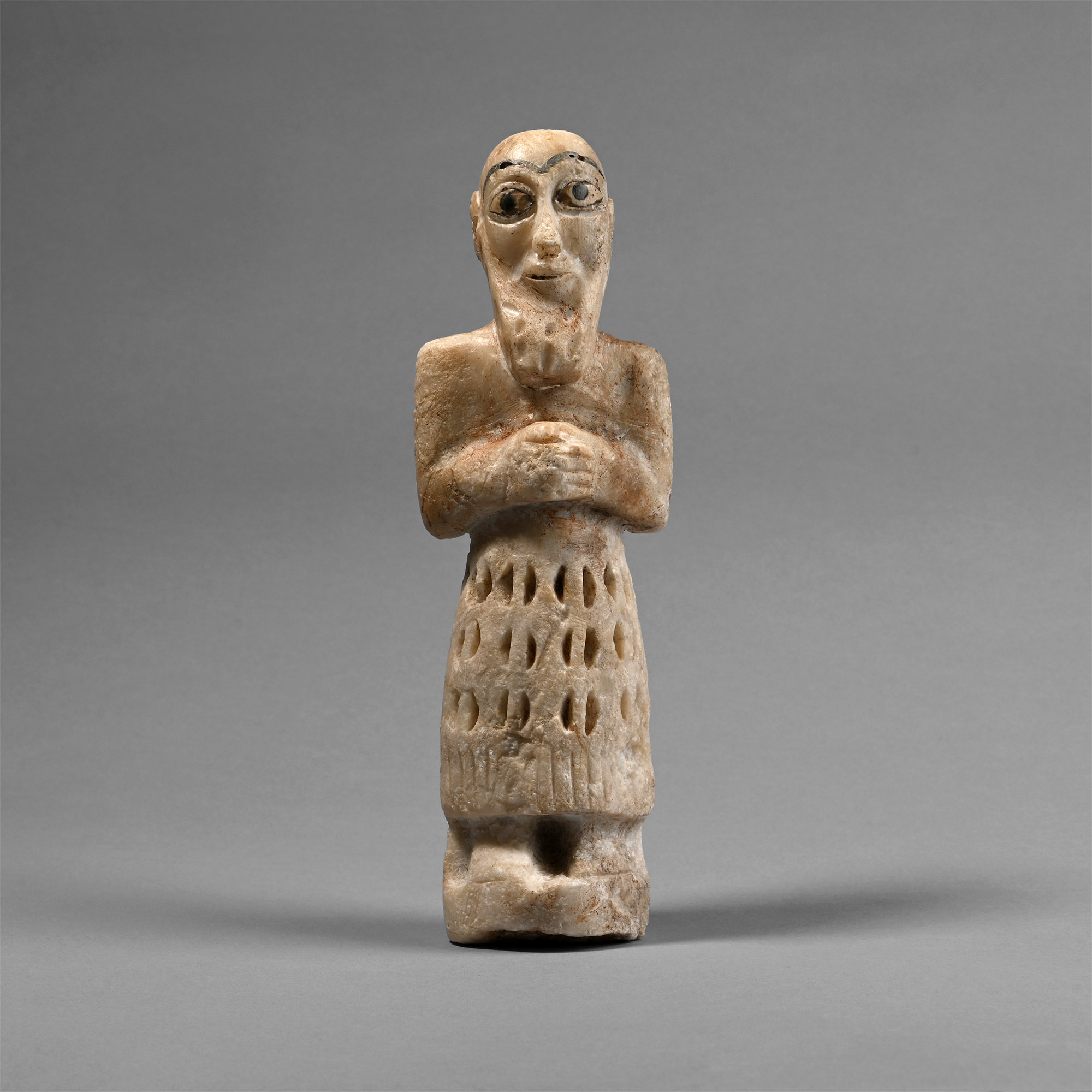 Large Sumerian Alabaster Votive Statue of a Male Worshipper